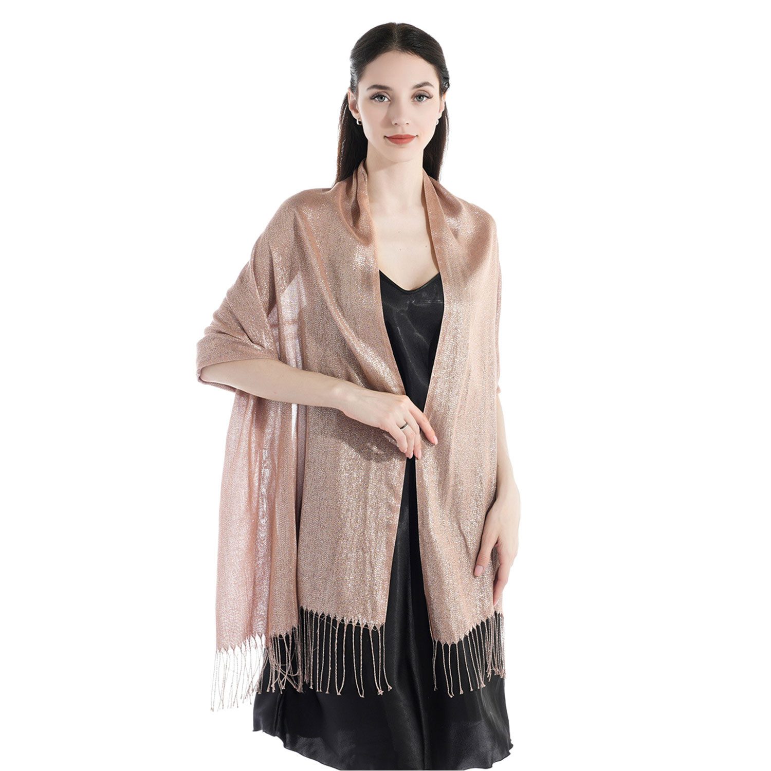 Refttenw Poncho Stola für Abendkleid,Stola Schal,Glitzer schal,Sommerschal,mit Quasten