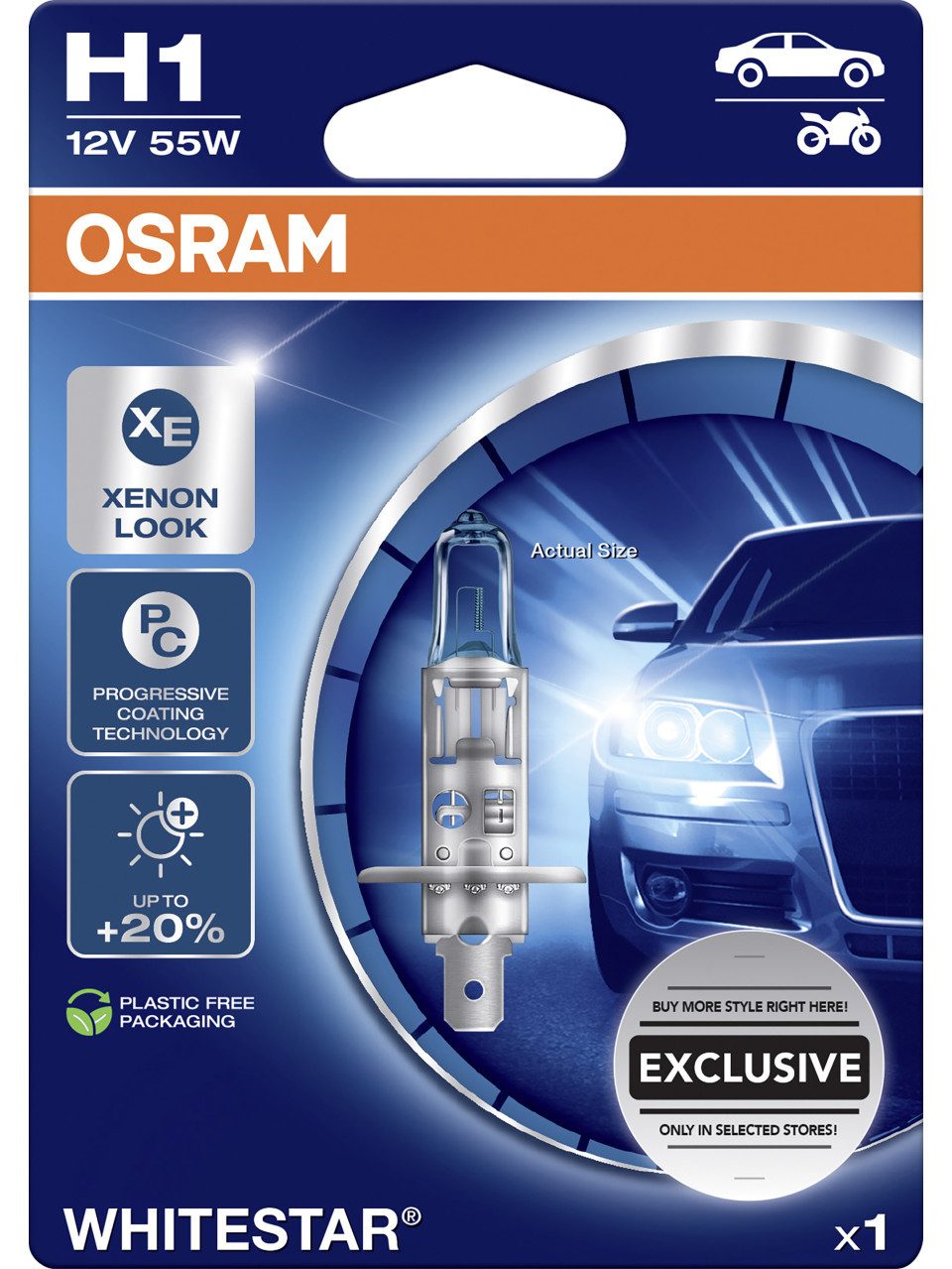 KFZ-Ersatzleuchte Osram Scheinwerferlampe H1 Whitestar 2.0