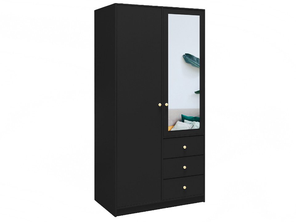 Beautysofa Kleiderschrank mit Spiegel und 3 Schubladen (Zur Auswahl: zweitürig, dreitürig oder viertürig, verschiedene Farben) Höhe 200 cm