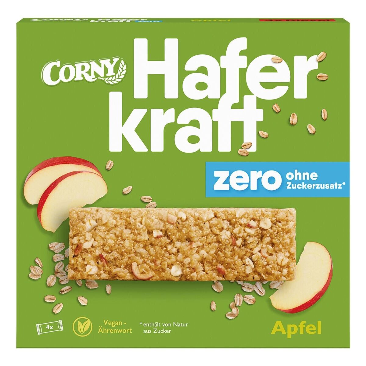 CORNY Riegel Haferkraft Zero Apfel, 4 Haferriegel