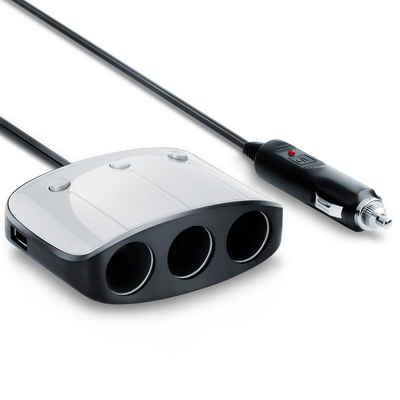 Aplic KFZ-Adapter, 3-fach KFZ Zigarettenanzünder Verteiler inkl. USB Ladeadapter & Überlastschutz