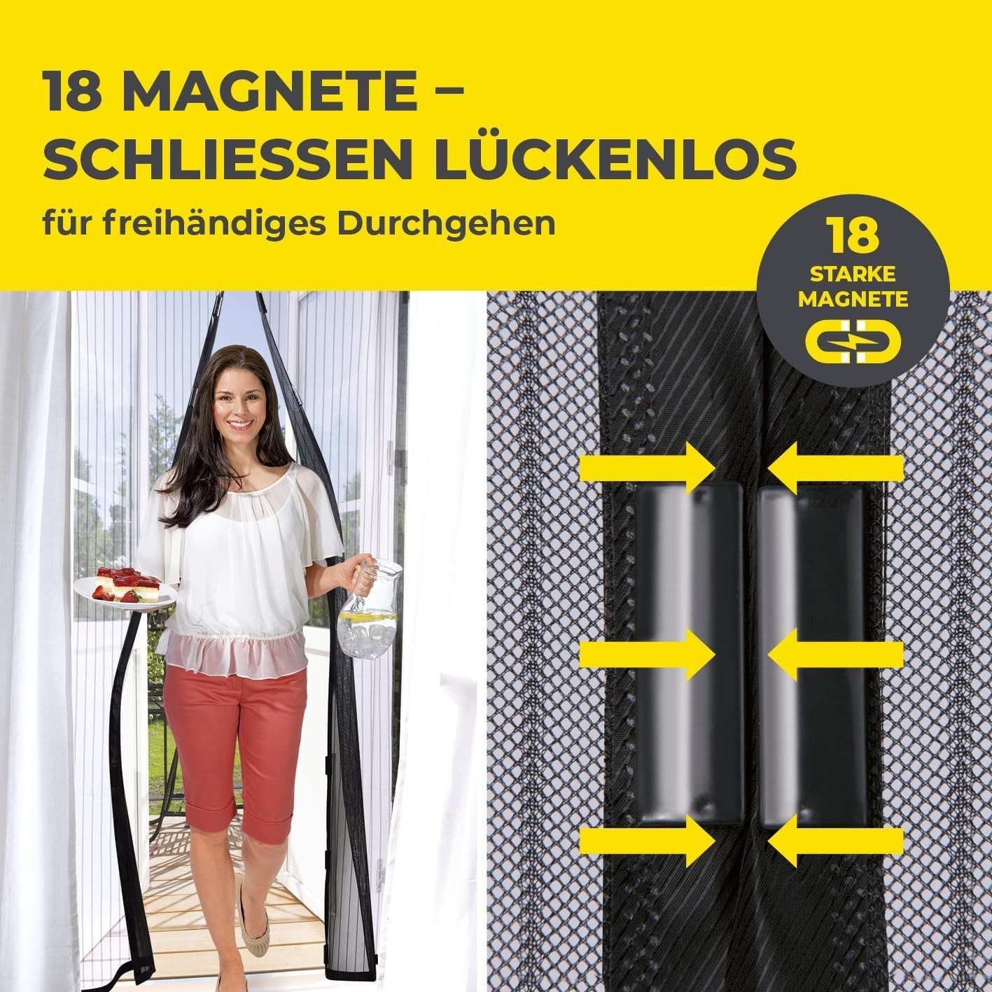 EASYmaxx Insektenschutz-Tür Fliegengitter Tür, (1-St), Moskitonetz mit Magnetverschluss 90x210 cm