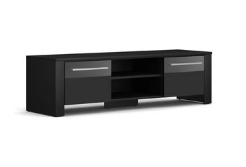 DB-Möbel Lowboard EIFEL in Schwarz und Weiß glanz TV-Schrank 140 x 40 cm Fersehschrank