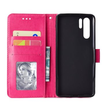 CoverKingz Handyhülle Huawei P30 Pro Handyhülle Flip Cover Case Handytasche Mandala Pink, Klapphülle Schutzhülle mit Kartenfach Schutztasche Motiv Mandala