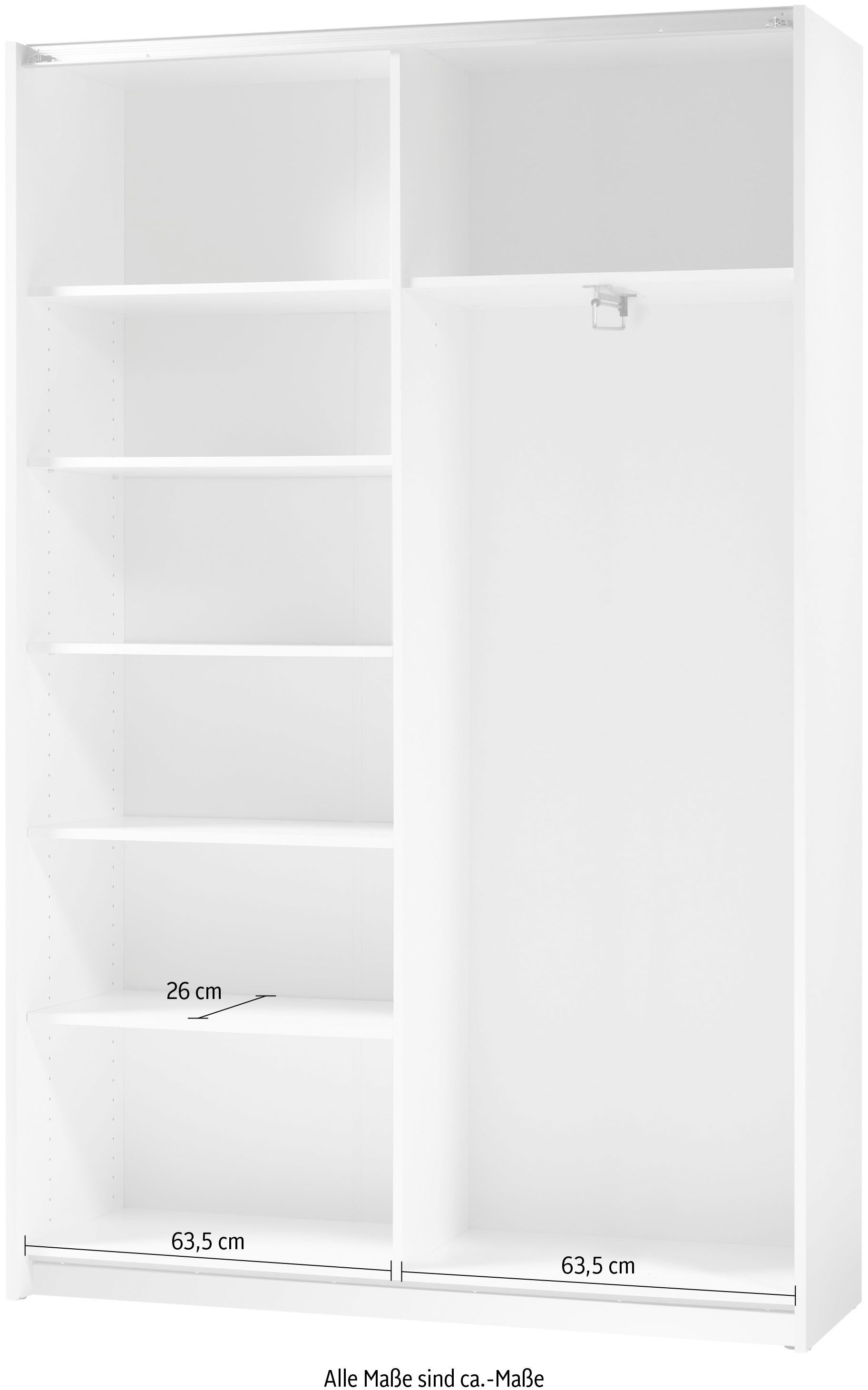 Schlafkontor Schwebetürenschrank Heimo/Fast Schrank Kleiderschrank Garderobe OTTO´s CHOICE geringe Tiefe, ausziehbarer Kleiderstange, Garderobenschrank, 6 Böden