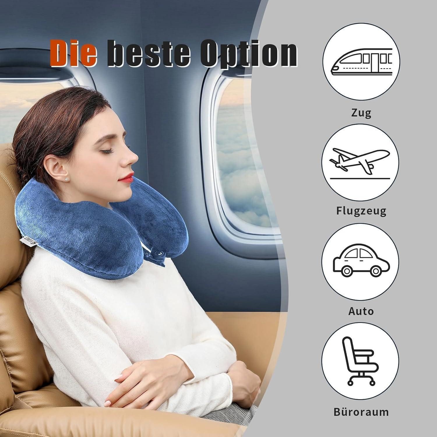 LuxusKollektion Nackenhörnchen Nackenhörnchen Memory Foam Ergonomie Nacken Kinn Reisen Blau