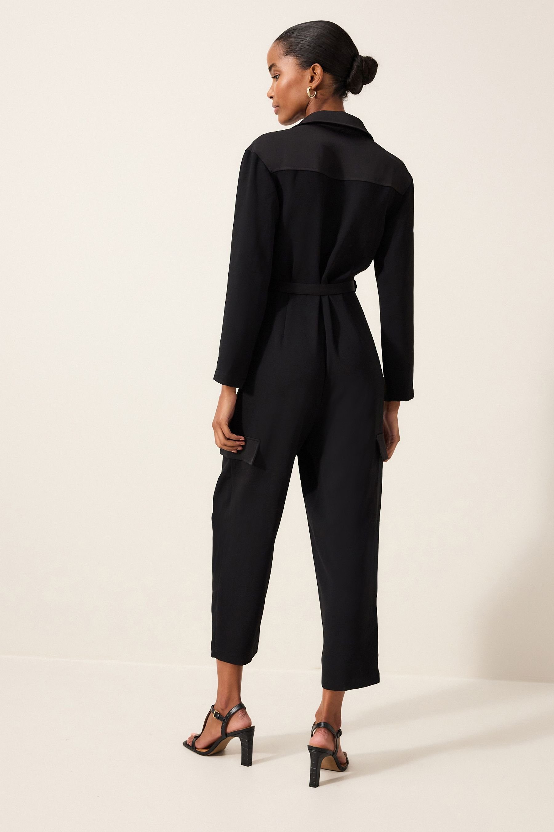 Black Langärmeliger Utility-Overall Jumpsuit (1-tlg) Next