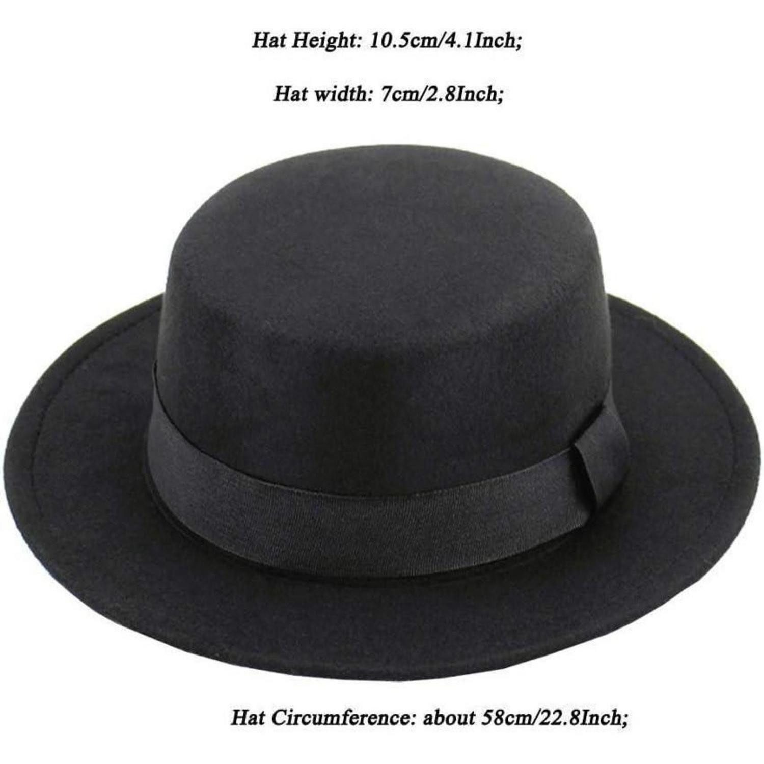 LuxusKollektion Fedora Flacher Hut Fedora schwarz breite Krempe Einheitsgröße – Bild 4 von 5