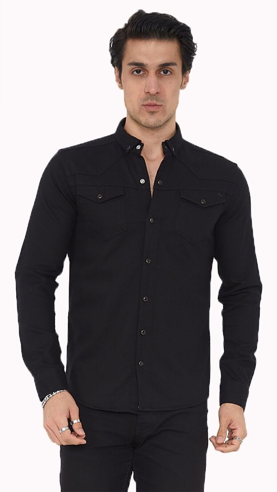 Megaman Jeans Langarmhemd Herren Hemd Basic günstig online kaufen