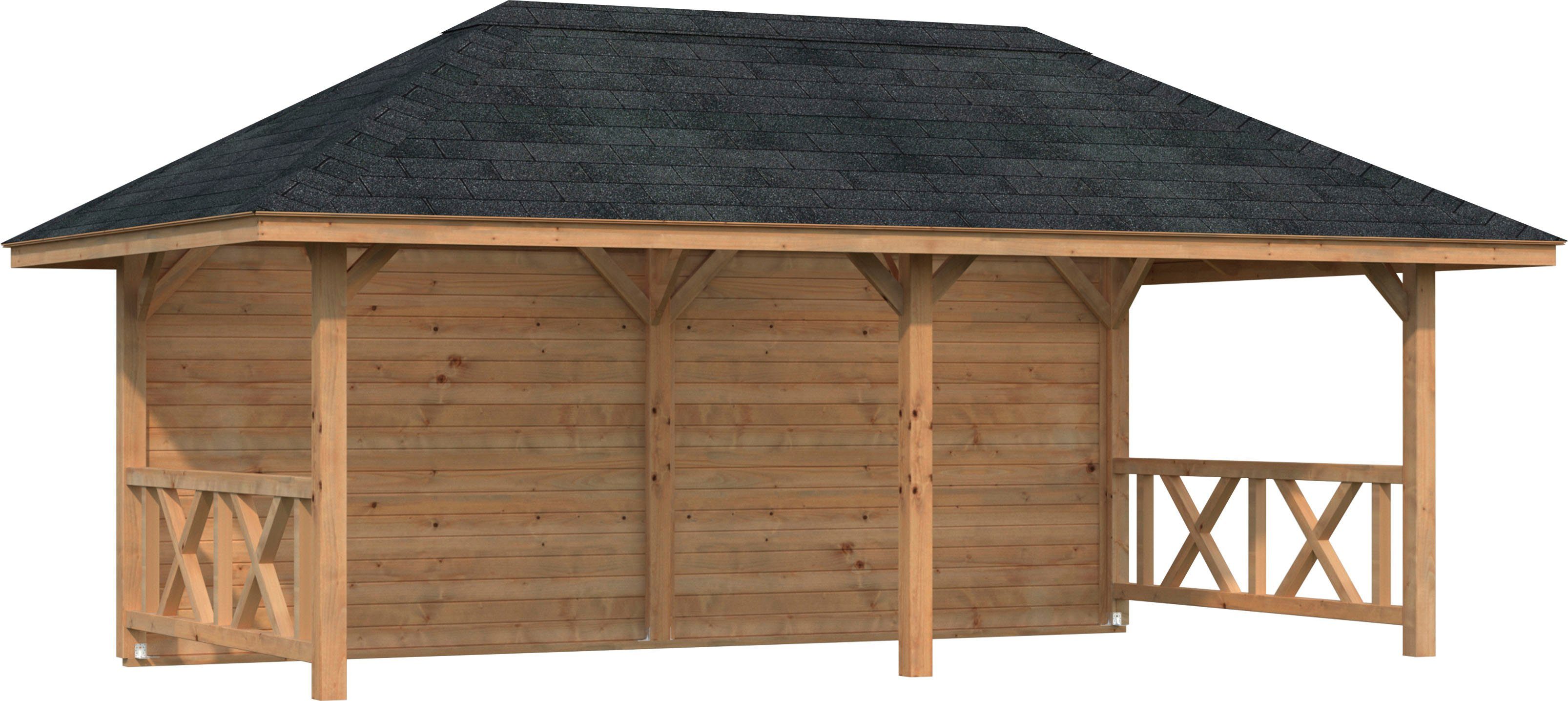 Palmako Holzpavillon Bianca 16,6 m² Set 2, mit 4 Seitenteilen, BxTxH: 588x300x323 cm