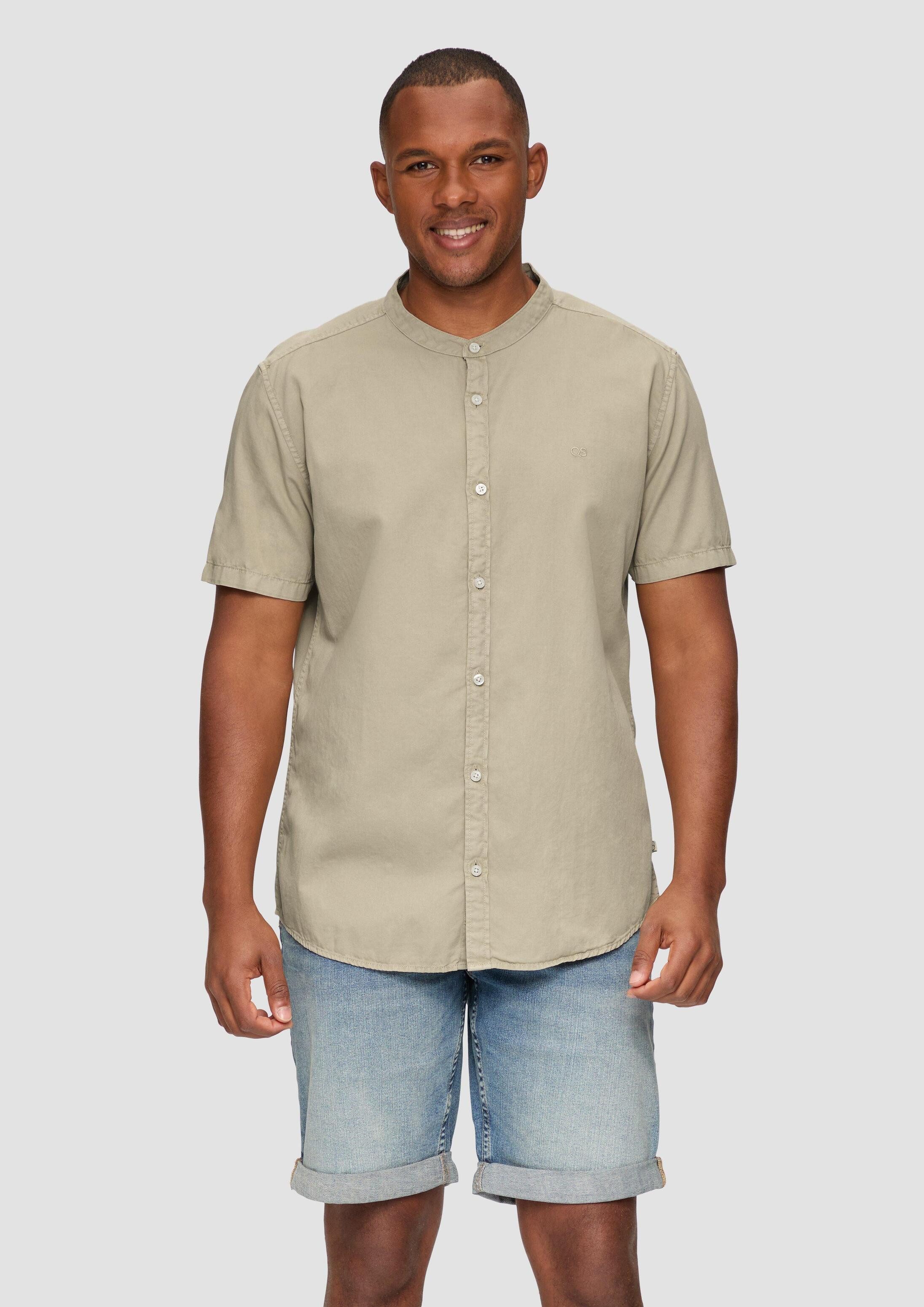 QS Kurzarmhemd Hemd Hemd mit Stehkragen und Garment Dye