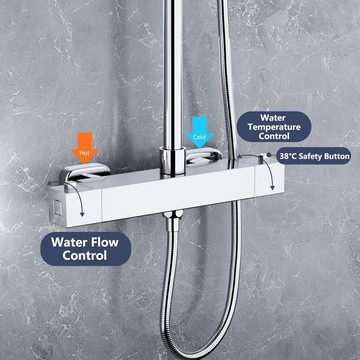 MORADO Duschsystem Strenge Prüfung vor dem Verkauf, Dushcharmatur komplettset,Regendusche mit Armatur,Duschset Thermostat