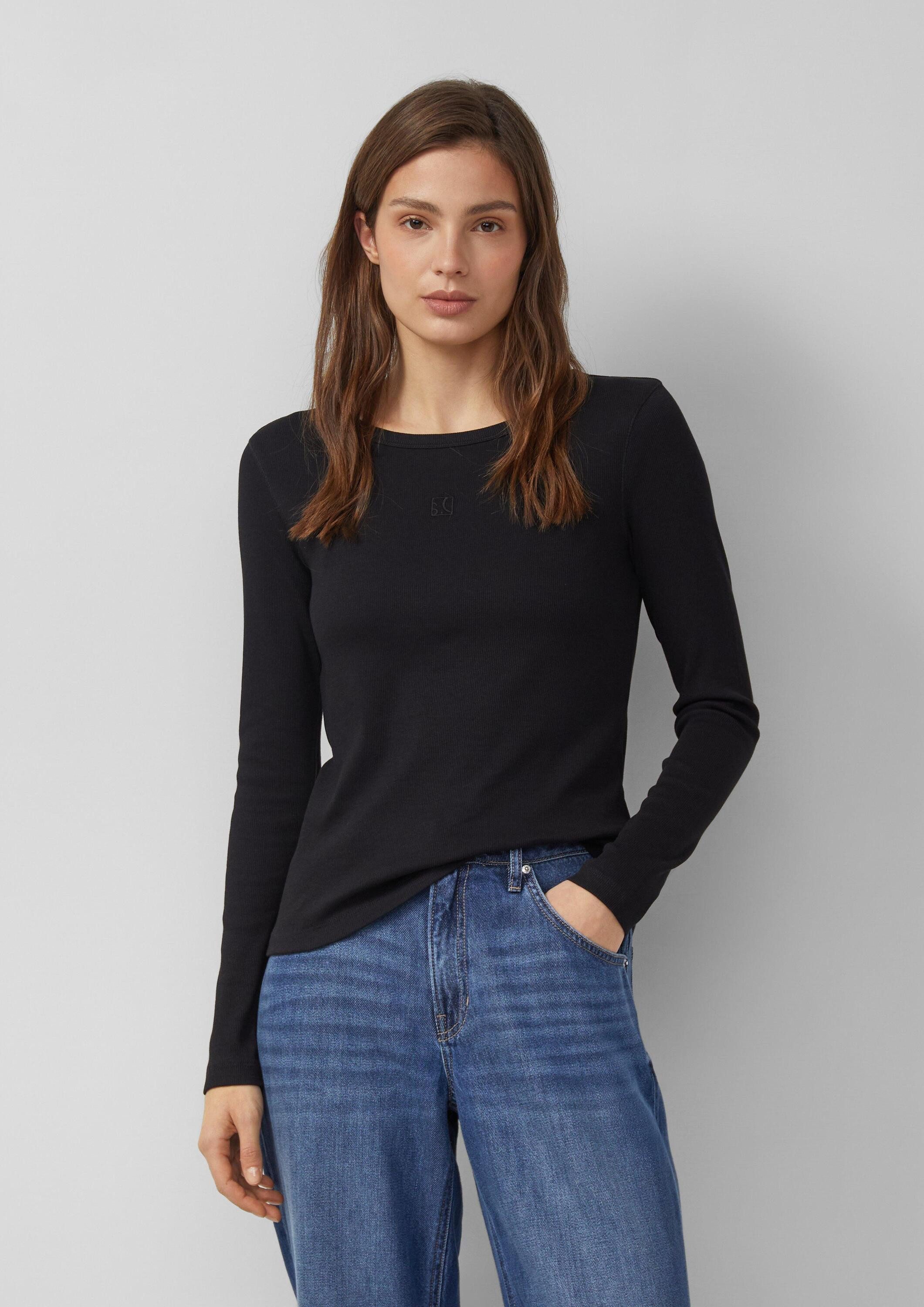 s.Oliver Langarmshirt T-Shirt Geripptes Langarmshirt im Slim Fit mit Sticke günstig online kaufen