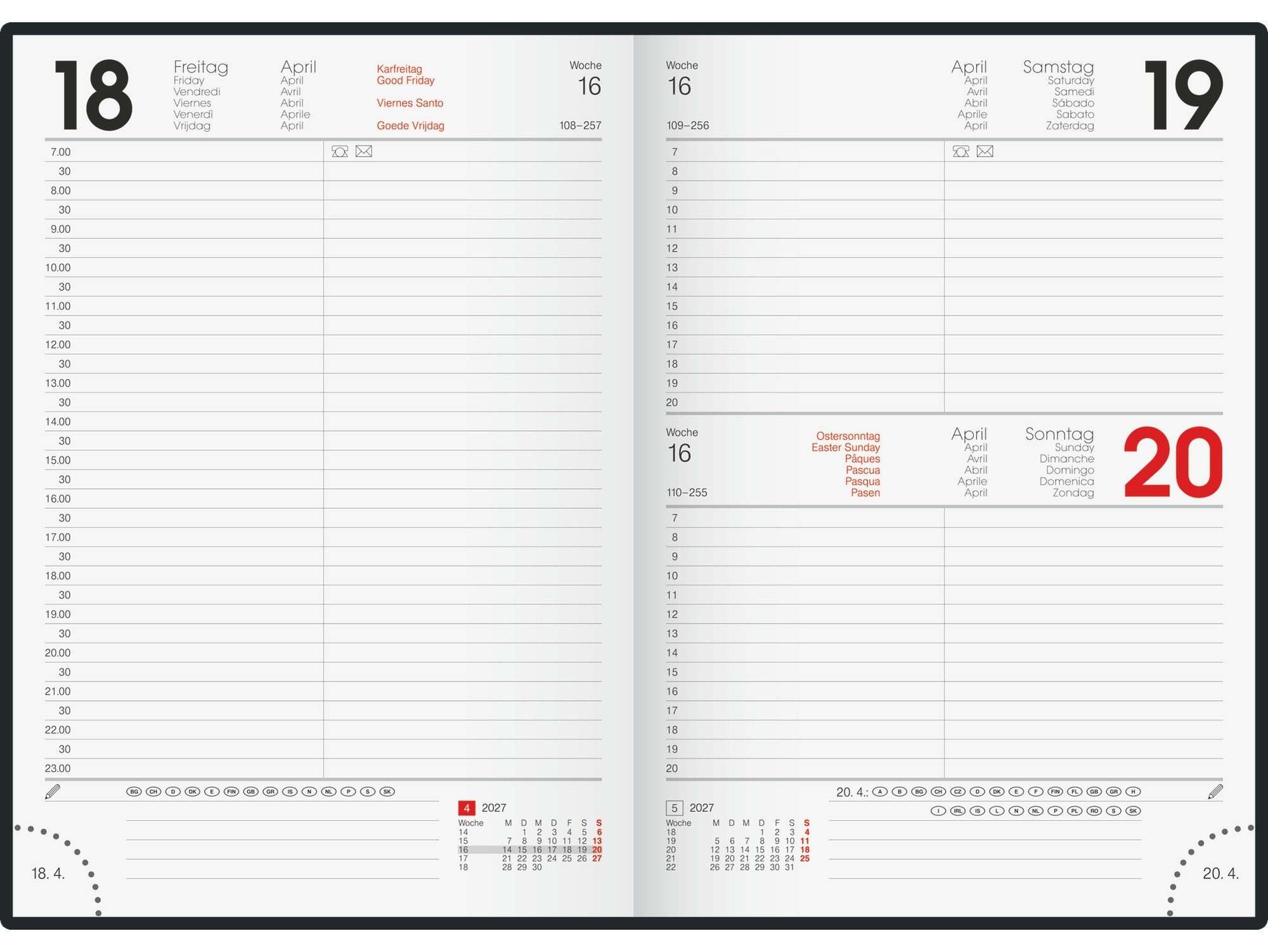 Baier & Schneider Buchkalender Buchkalender 2027 hellgrün A5, Eckperforation