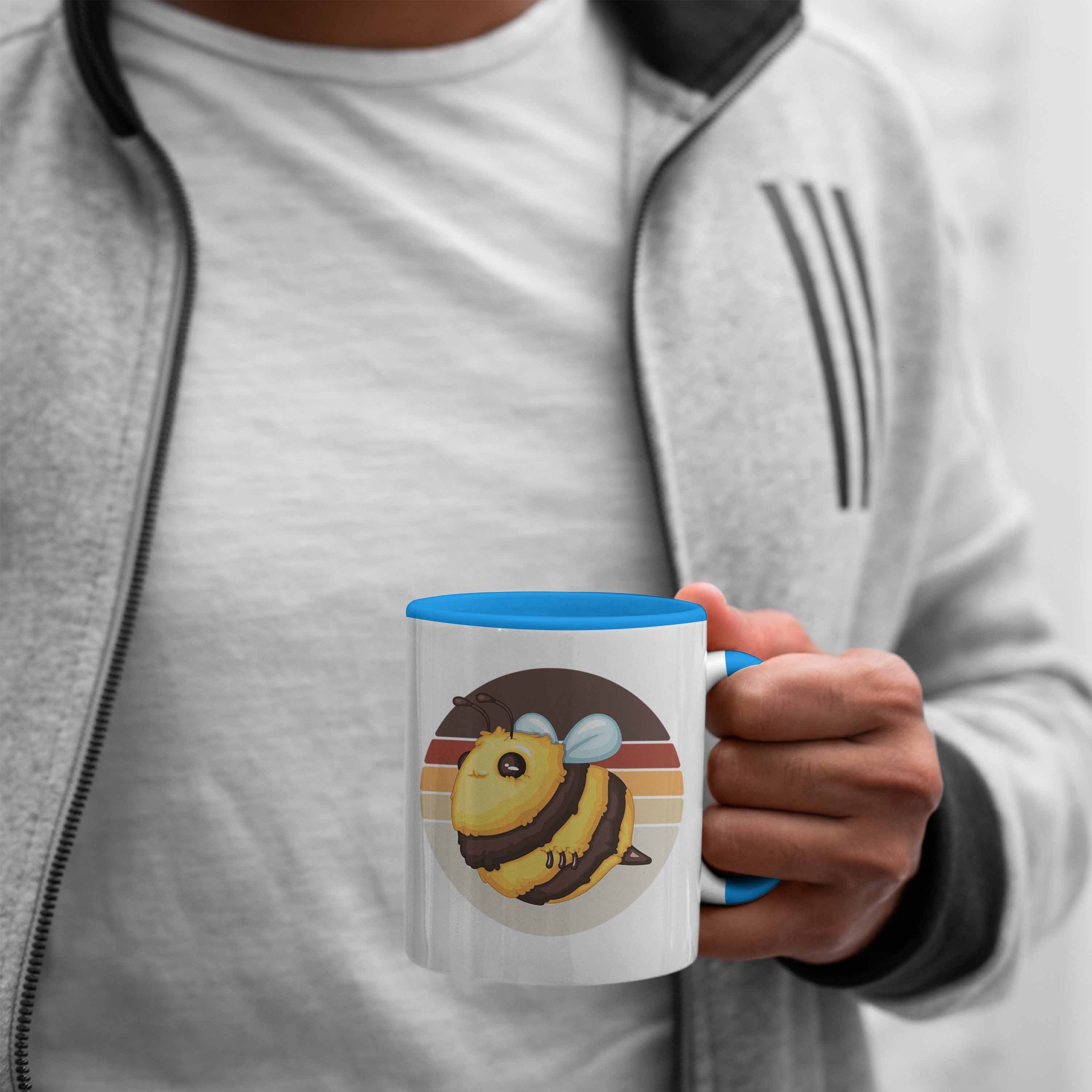 Grafik Bienen Hummel Imker Züchter Geschenk Trendation Geschenkidee Tasse Tasse Blau