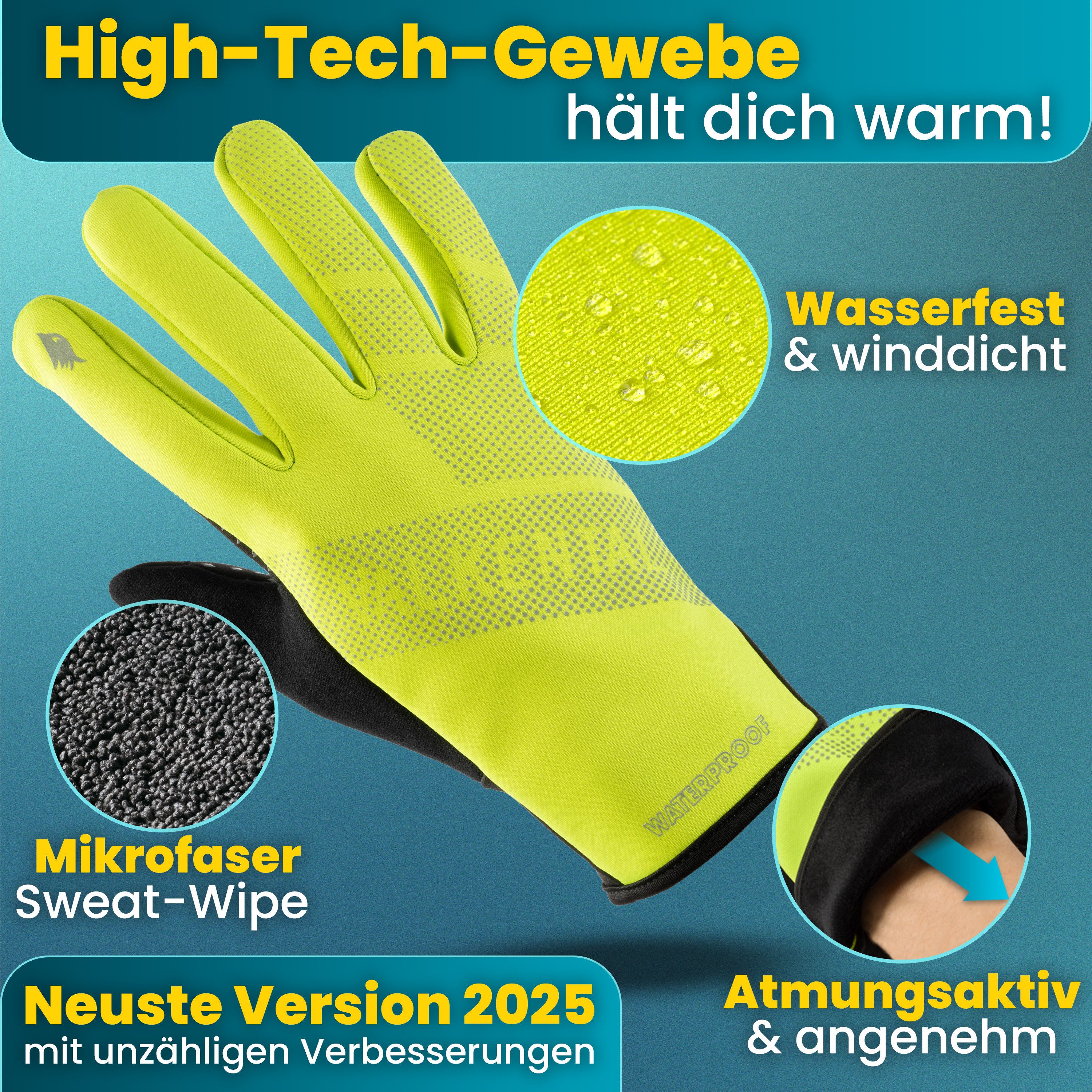 Valkental Fahrradhandschuhe Winterhandschuhe & Übergangshandschuhe mit Touchscreen Funktion atmungsaktiv, winddicht & wasserdicht – Bild 3 von 5