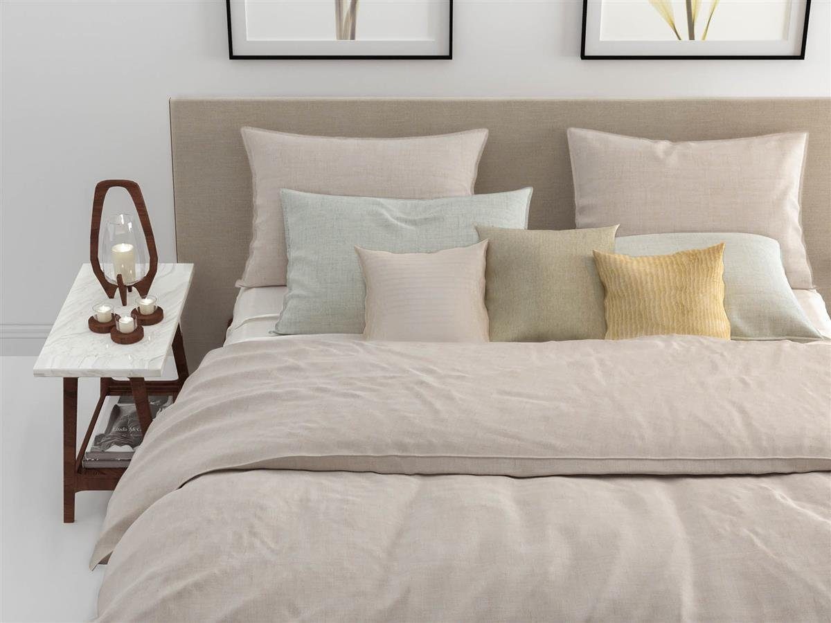 Heckett and Lane Bettwäsche Zo! Home Cotton Bettwäsche 135x200 cm Lino Sandy beige natur meliert, Baumwolle, 2 teilig