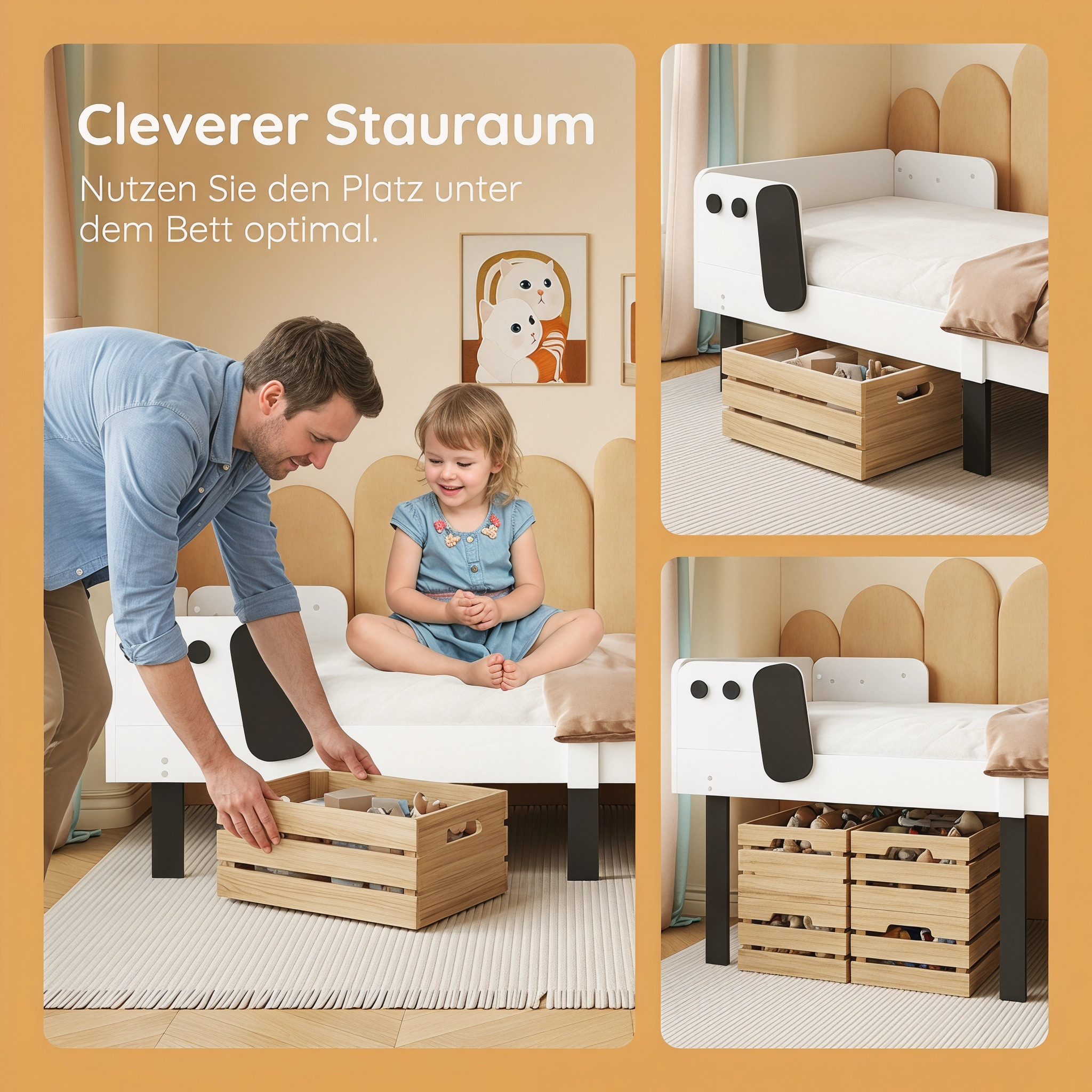 zebery Massivholzbett Kinderbett Einzelbett Jugendbett mit Lattenrost, für Jugendliche und Kinder,Holzbett 90x200cm,Weiß