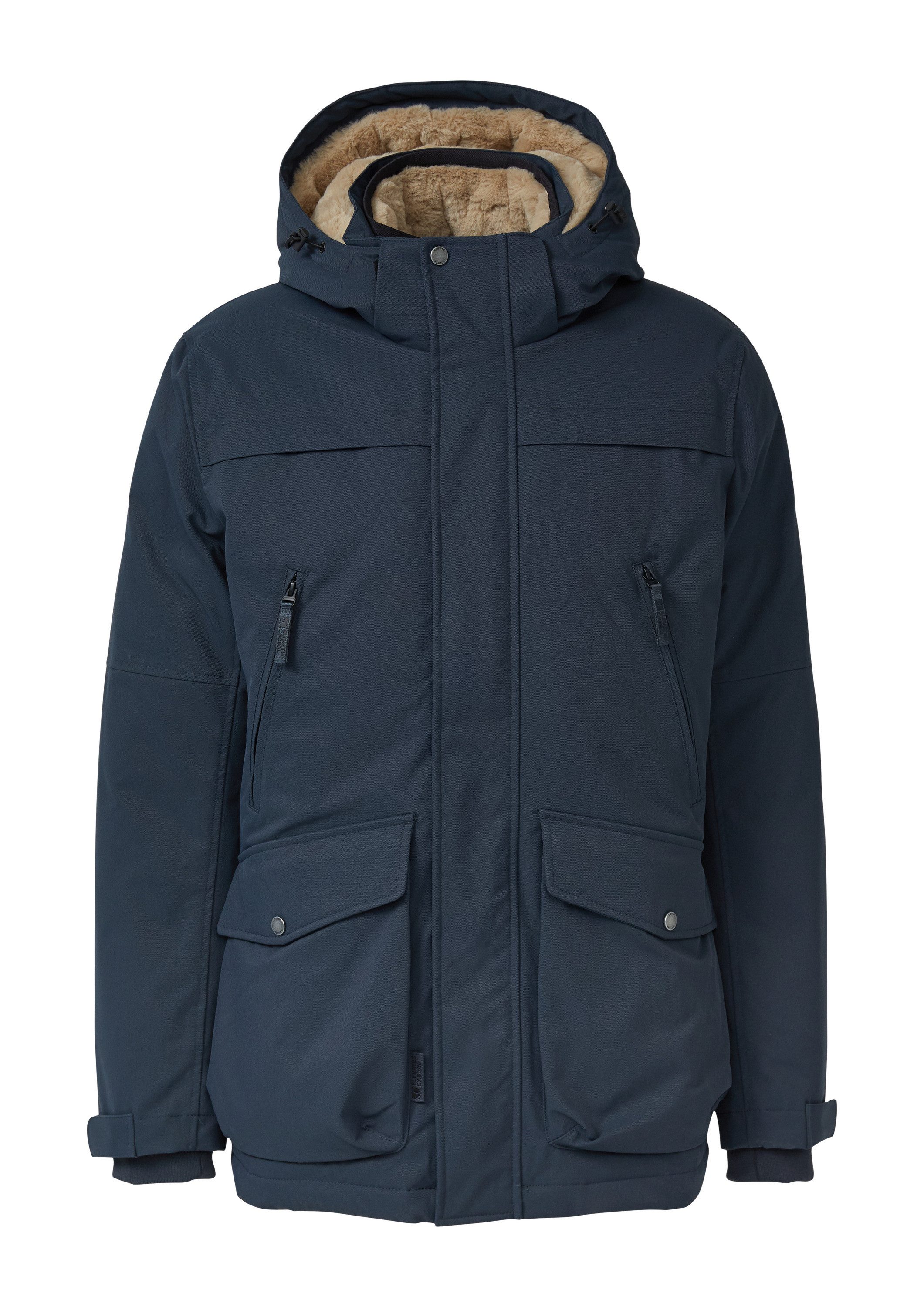 s.Oliver Winterjacke Outdoor-Jacke Wasserabweisender Parka mit abnehmbarer Kapuze und Fake-Fur-Futter