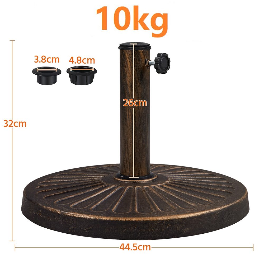 Yaheetech Schirmständer Runder Sonnenschirmständer aus Kunstharz, ø44,5 cm Schirmbasis für Schirmstangen von 38/48 mm