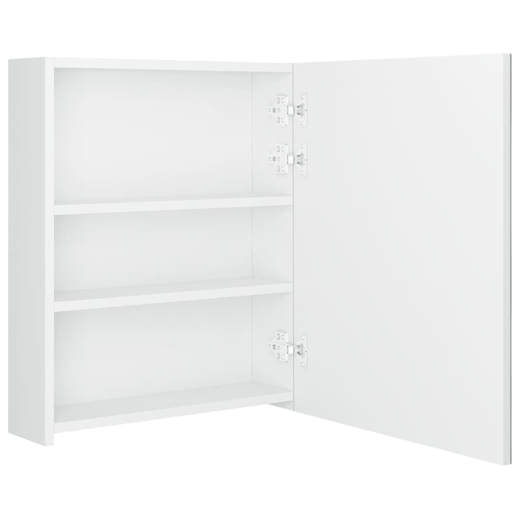 vidaXL Spiegel LED-Bad-Spiegelschrank Glänzendes Weiß 50x14x60 LED-Bele Badezimmer cm Hochglanz-Weiß