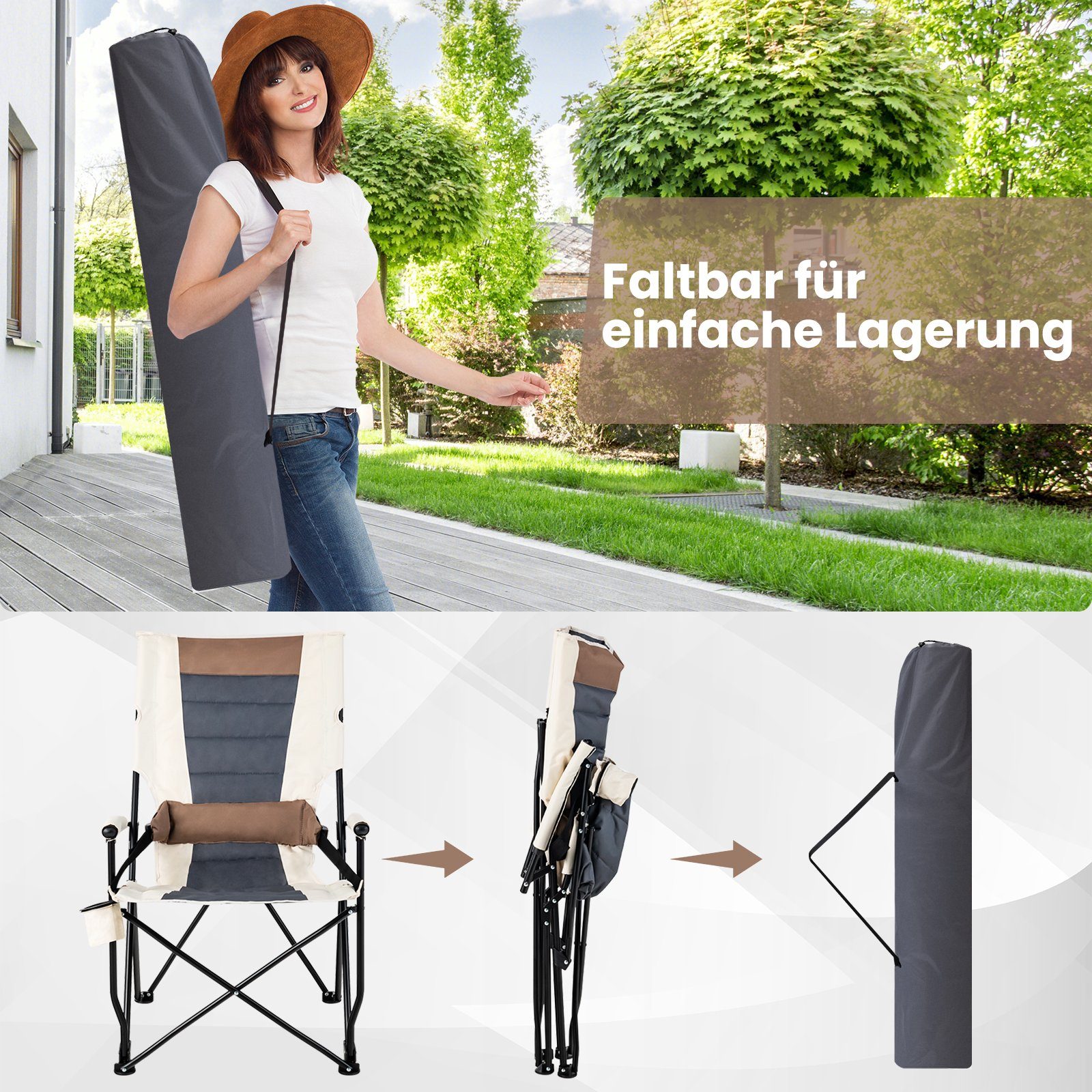 COSTWAY Campingstuhl Klappstuhl, mit Getränkehalter, bis günstig online kaufen