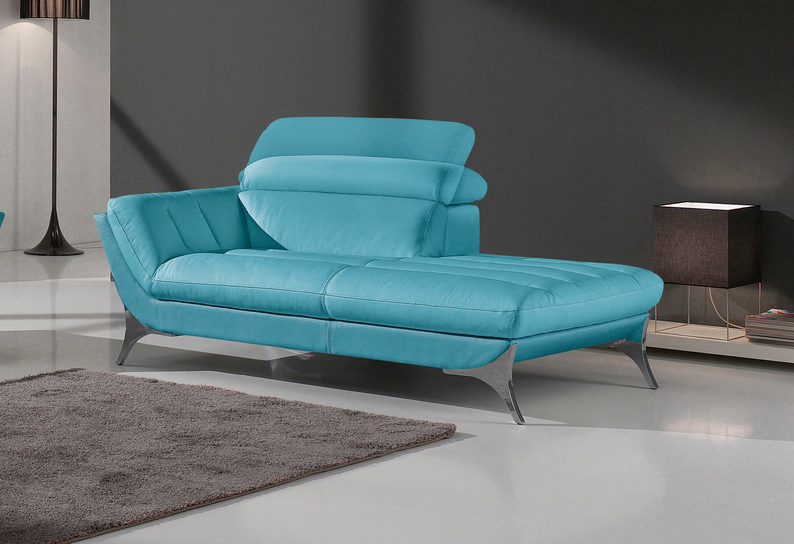 Egoitaliano Recamiere Sueli, extravagantes Design und erstklassiger Sitzkomfort, Solitärmöbel, hochwertiger Lederbezug, inklusive Kopfteilverstellung
