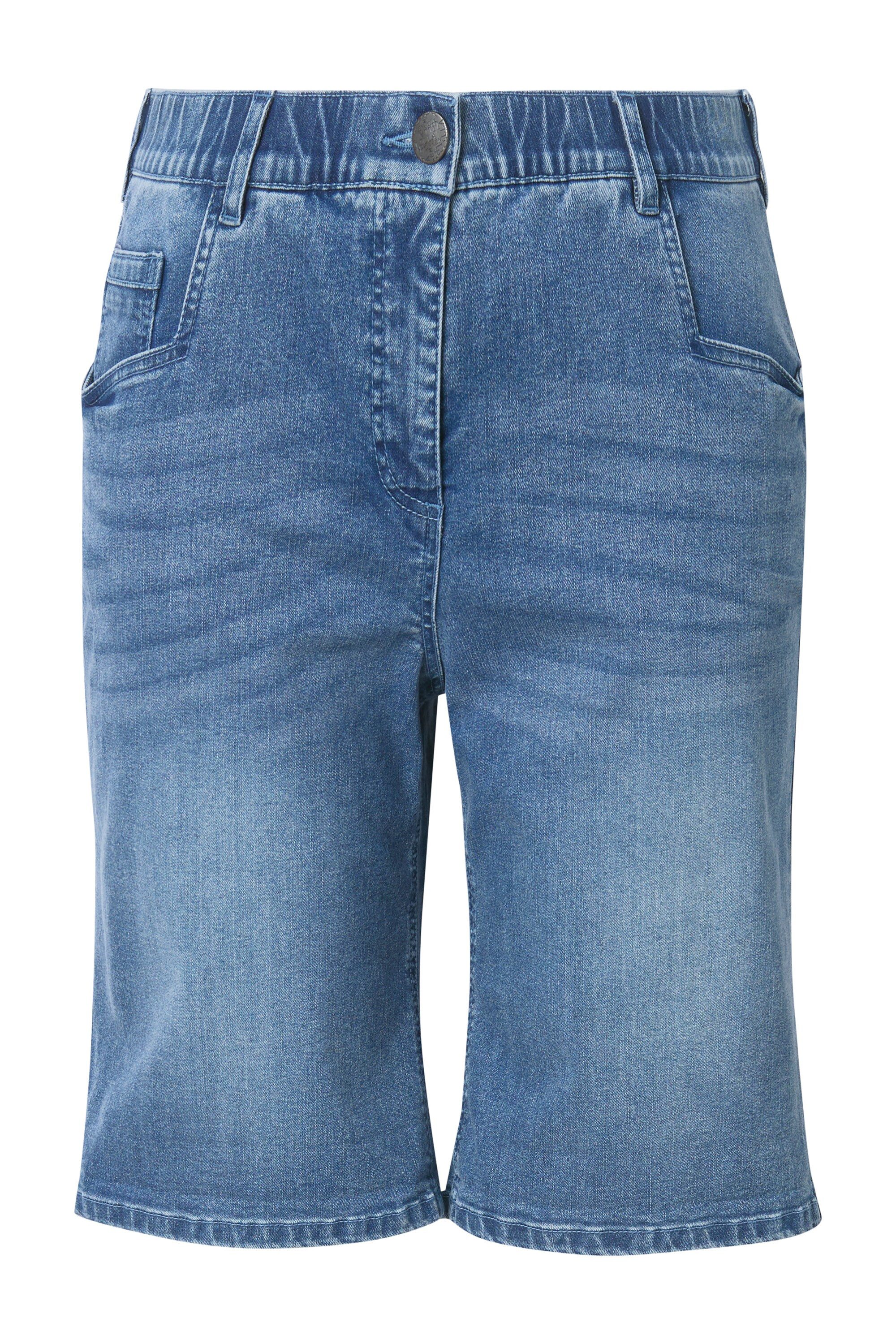 Ulla Popken Regular-fit-Jeans Boyfriend-Jeansbermuda weites Bein Elastikbund – Bild 2 von 4