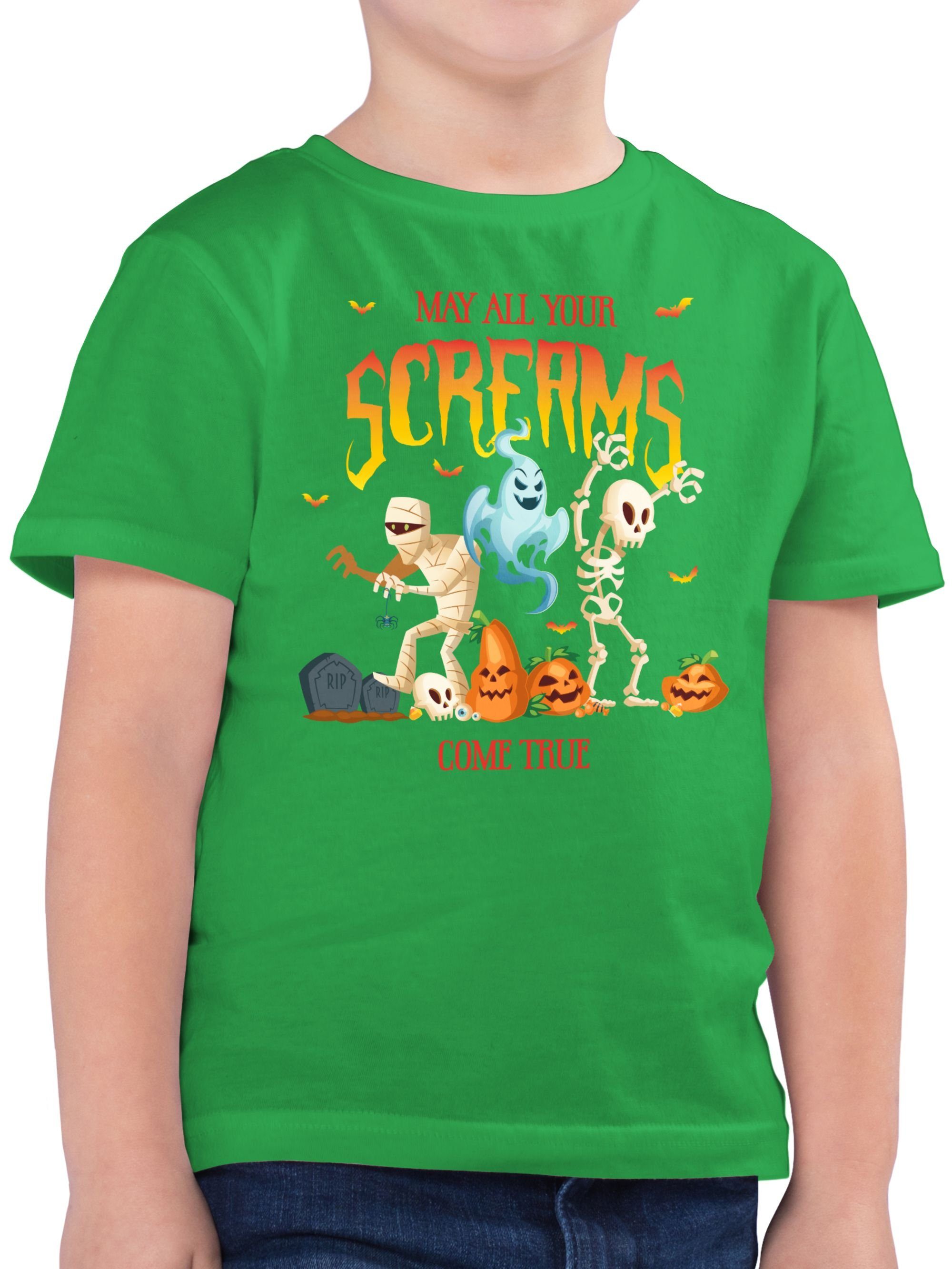 Shirtracer T-Shirt Geist Gespenst Zombie Skelett Halloween Kostüme für Kinder Jungs 03 Grün