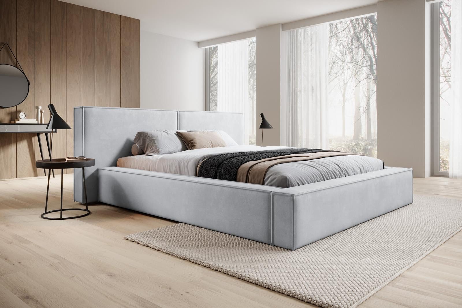 Compleo Polsterbett mit Bettkasten und Lattenrost, gepolstertes Kopfteil HEVE (Kostenlose Lieferung! TOP ANGEBOT), DesignerBett, Viele Varianten zur Auswahl–wählen Sie Größe und Farbe!