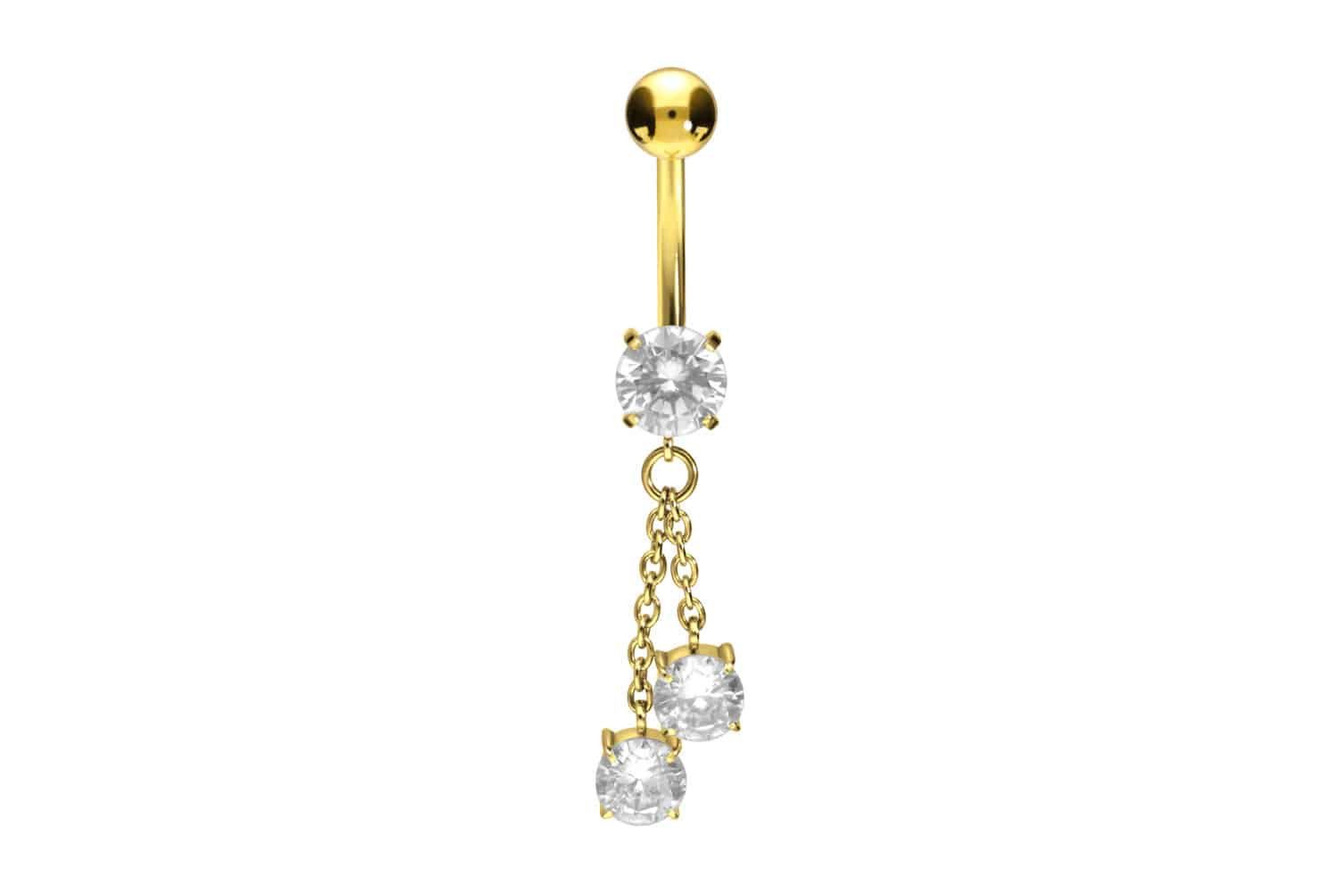 PIERCINGLINE Bauchnabelpiercing Titan Bananabell mit Innengewinde 3 KRISTAL günstig online kaufen