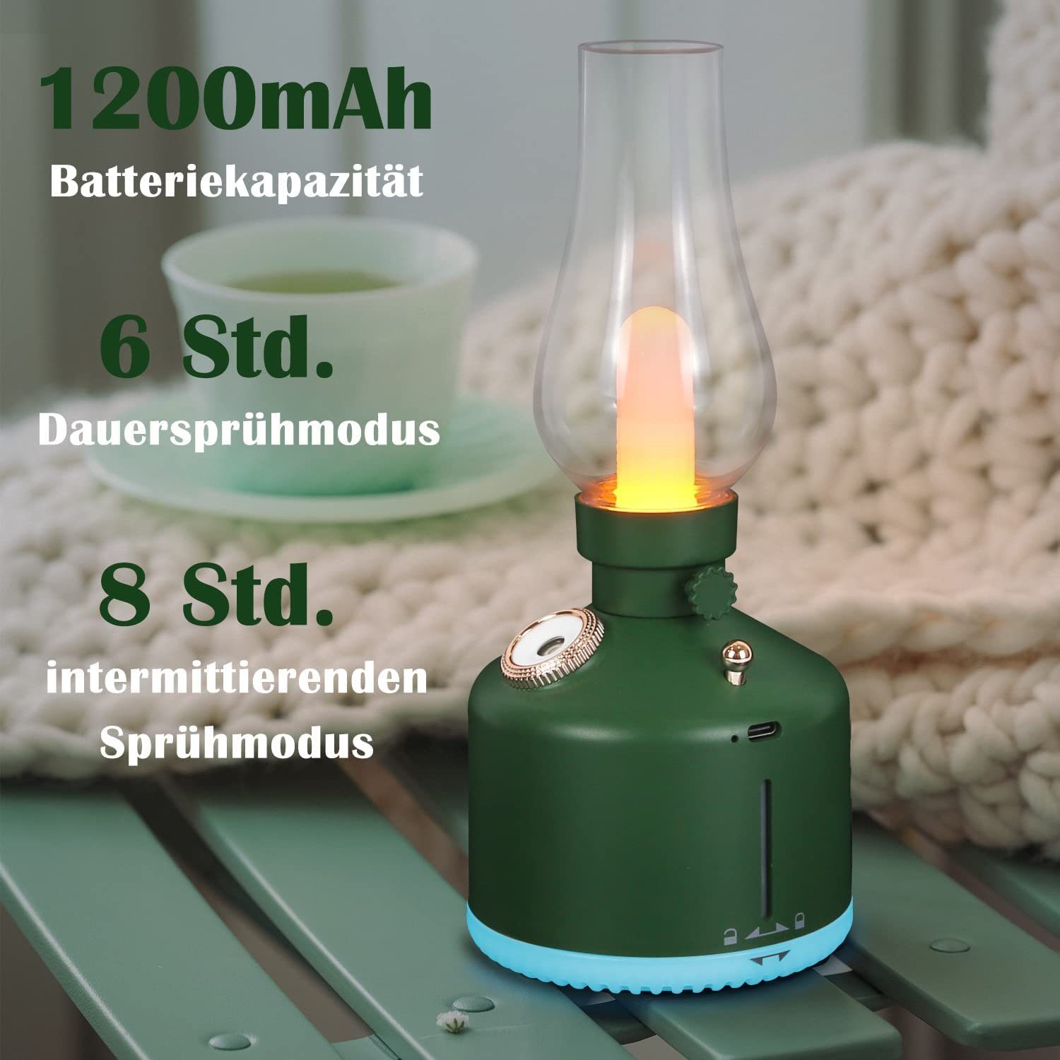 Diffuser Ätherische Aroma ZMH 260ML Timer, mit LED-Lampe Luftbefeuchter Dimmbar Vintage