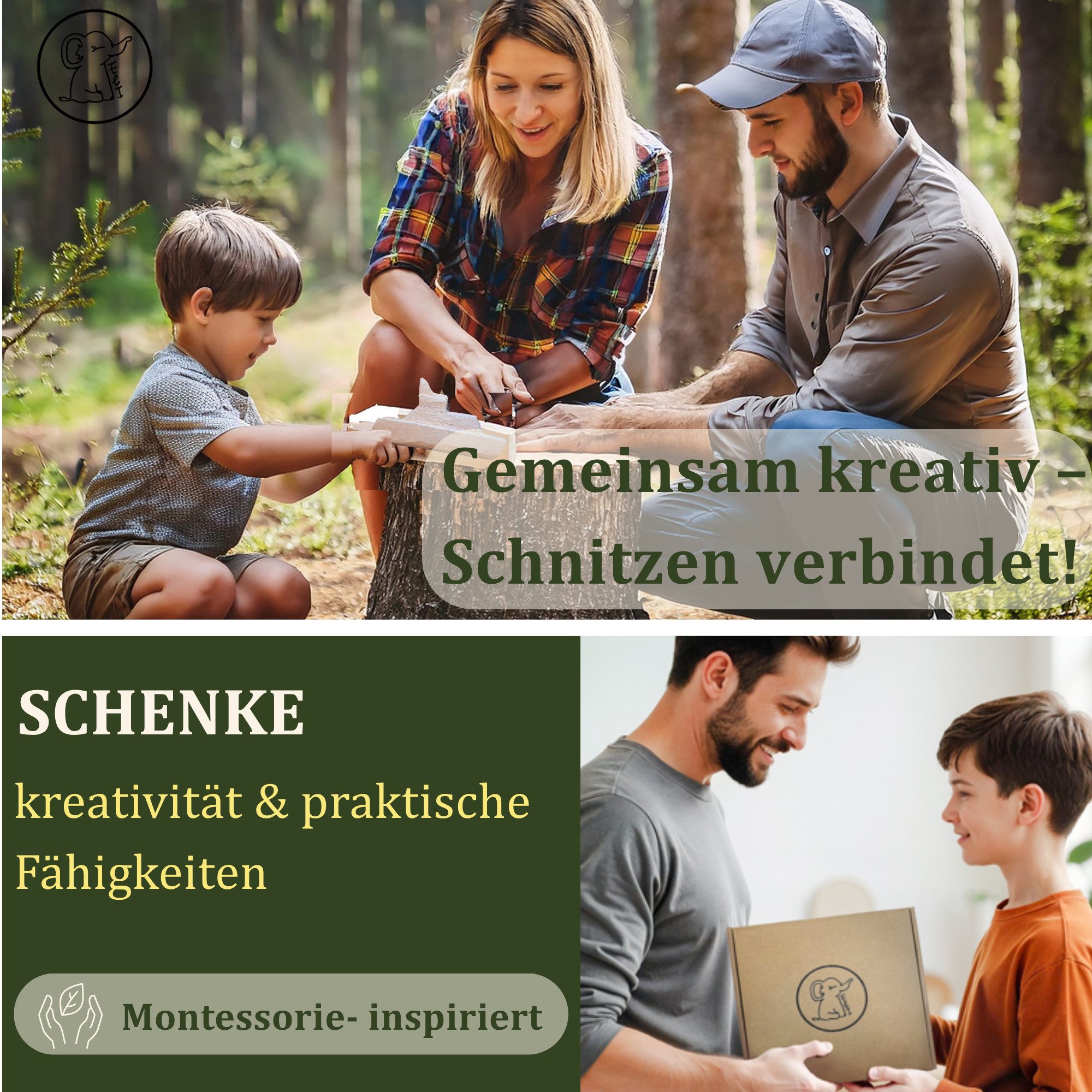 Eli Kantholz Schnitzfiguren zum Schnitzen inkl. Schnitzanleitung für Kinder, (Schnitzholz Linde - Bastelholz - Holzwerken - Holz Rohlinge 10-tlg), Lindenholz - Bastelset - Schnitzrohlinge für Anfänger