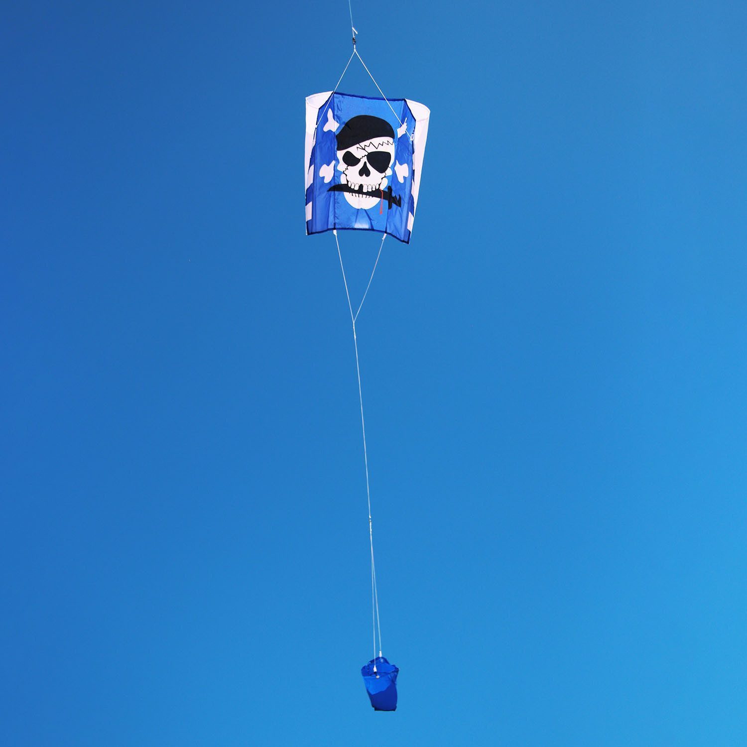 Wolkenstürmer Flug-Drache Stabloser Kinder Kite Einleiner für Park Strand Urlaub, (Bunter Flugdrachen für Kinder Outdoor Spielzeug Geschenk ab 3, 1-tlg), Kinderdrachen Pirat Sled Freddy, stabloser blauer Einleiner