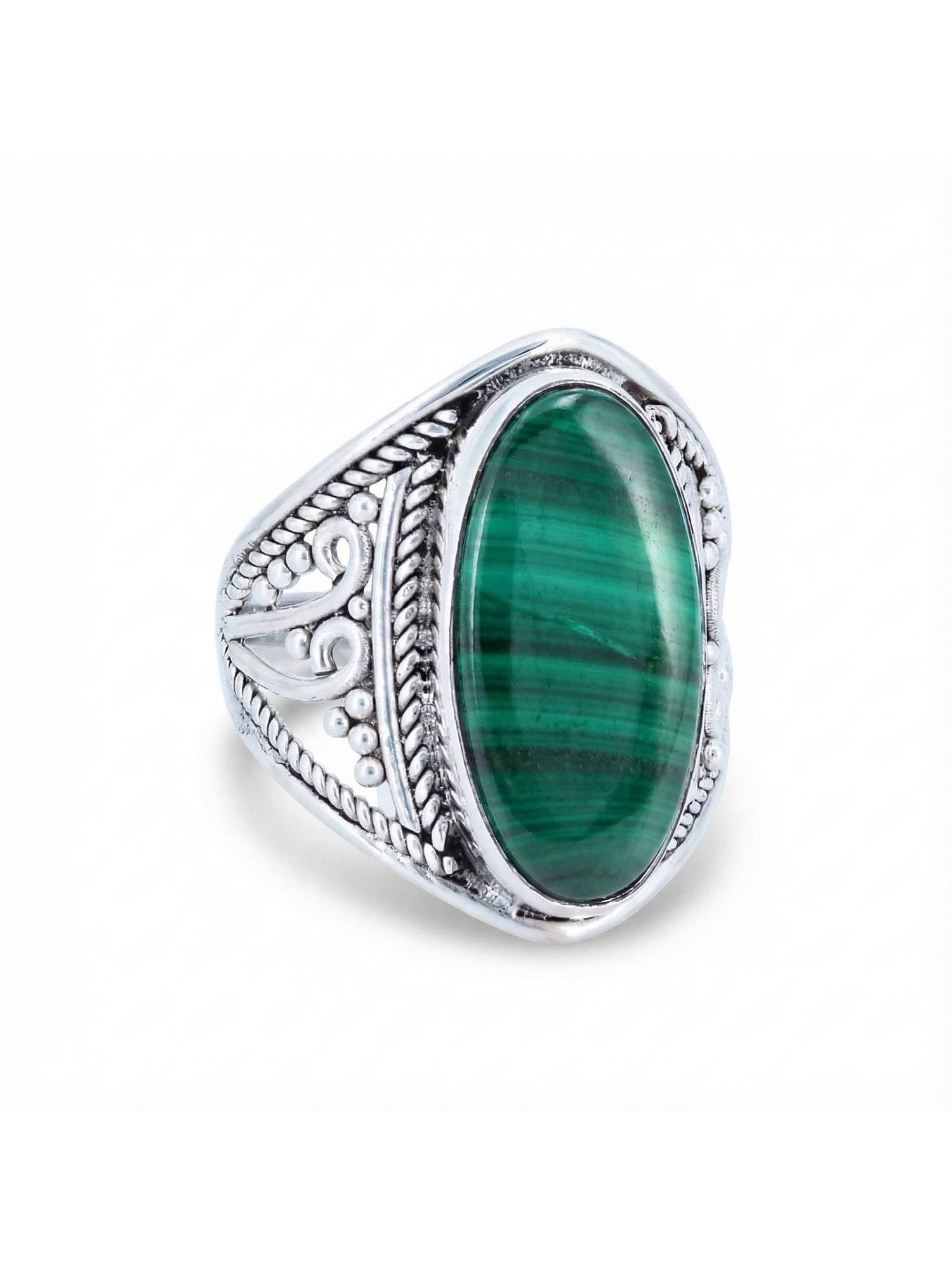 mantraroma Silberring DAHAB oval groß aus 925 Silber mit Malachit (Ring mit günstig online kaufen