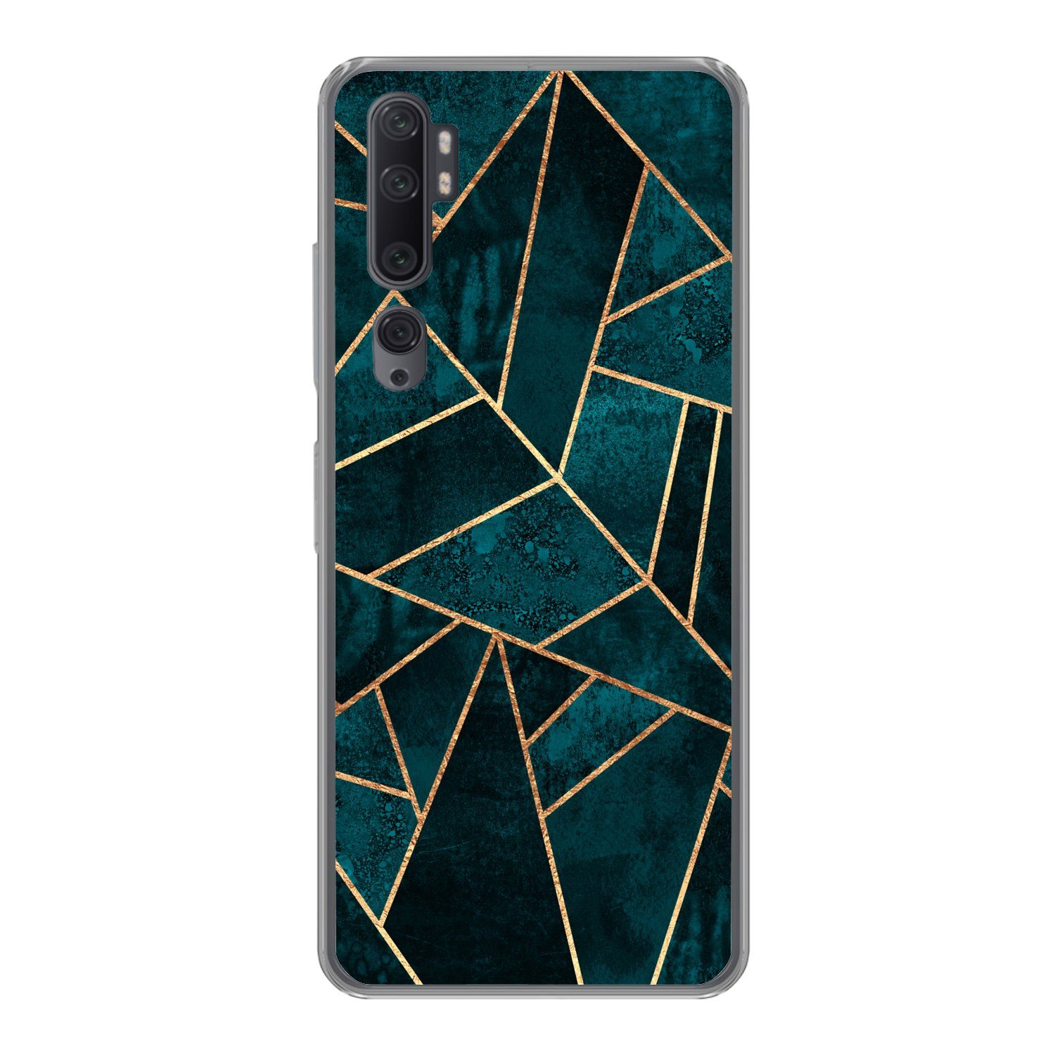 MuchoWow Handyhülle für Xiaomi Mi Note 10 Steine - Gold - Luxus - Muster - Abstrakt