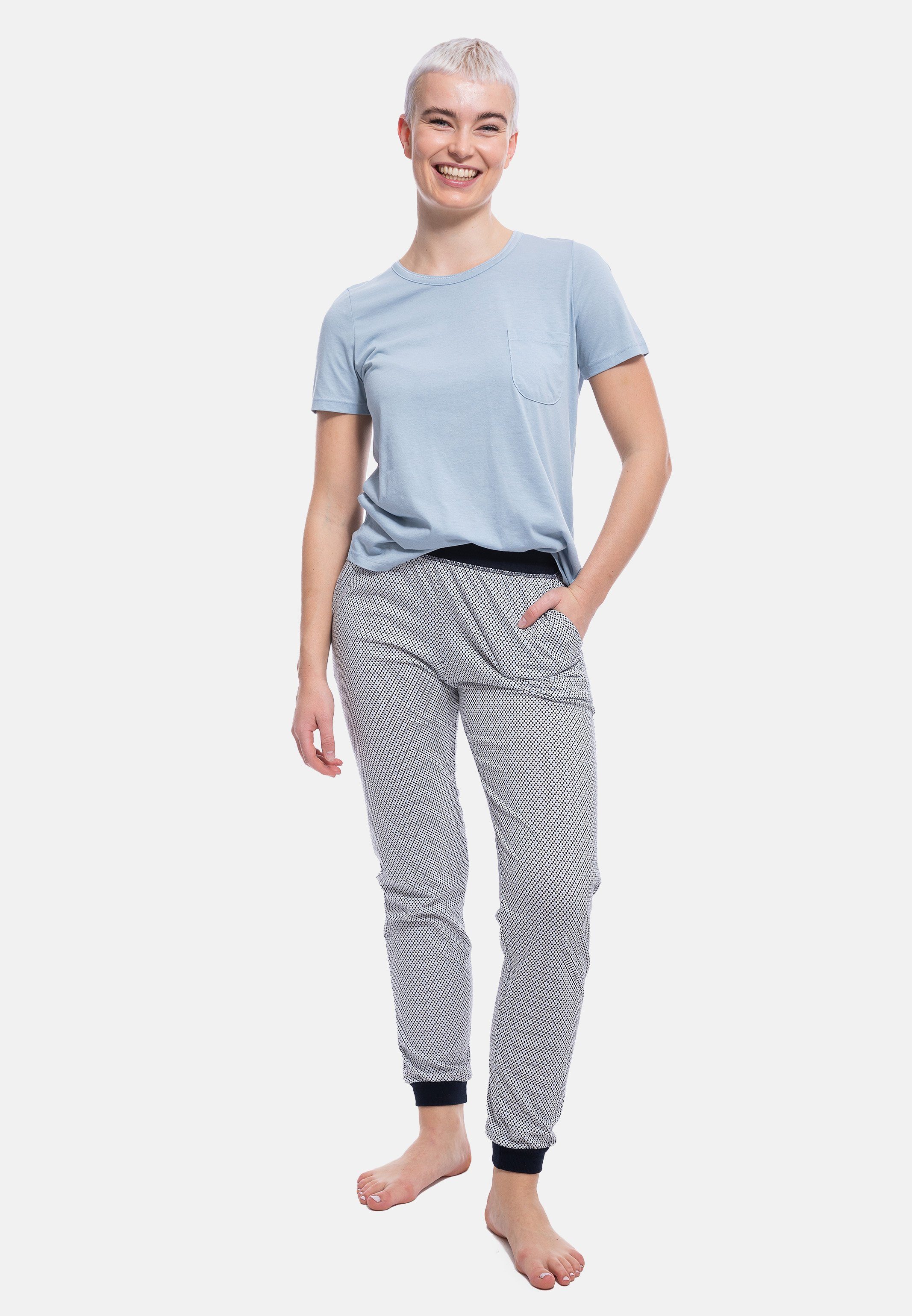 Ammann Pyjama Organic Cotton - (Set, Dusty tlg) Schlafanzug Blue Baumwolle 2 