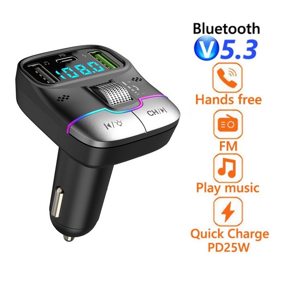 Mutoy FM Transmitter für Auto Adapter KFZ-Transmitter zu Bluetooth