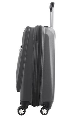 NEWCOM Handgepäckkoffer 20 Zoll Weichschalenkoffer für Flugzeug mit Frontzugangsfach, 4 Rollen, mit Laptoptasche, Erweiterbar, TSA Schloss, Grau