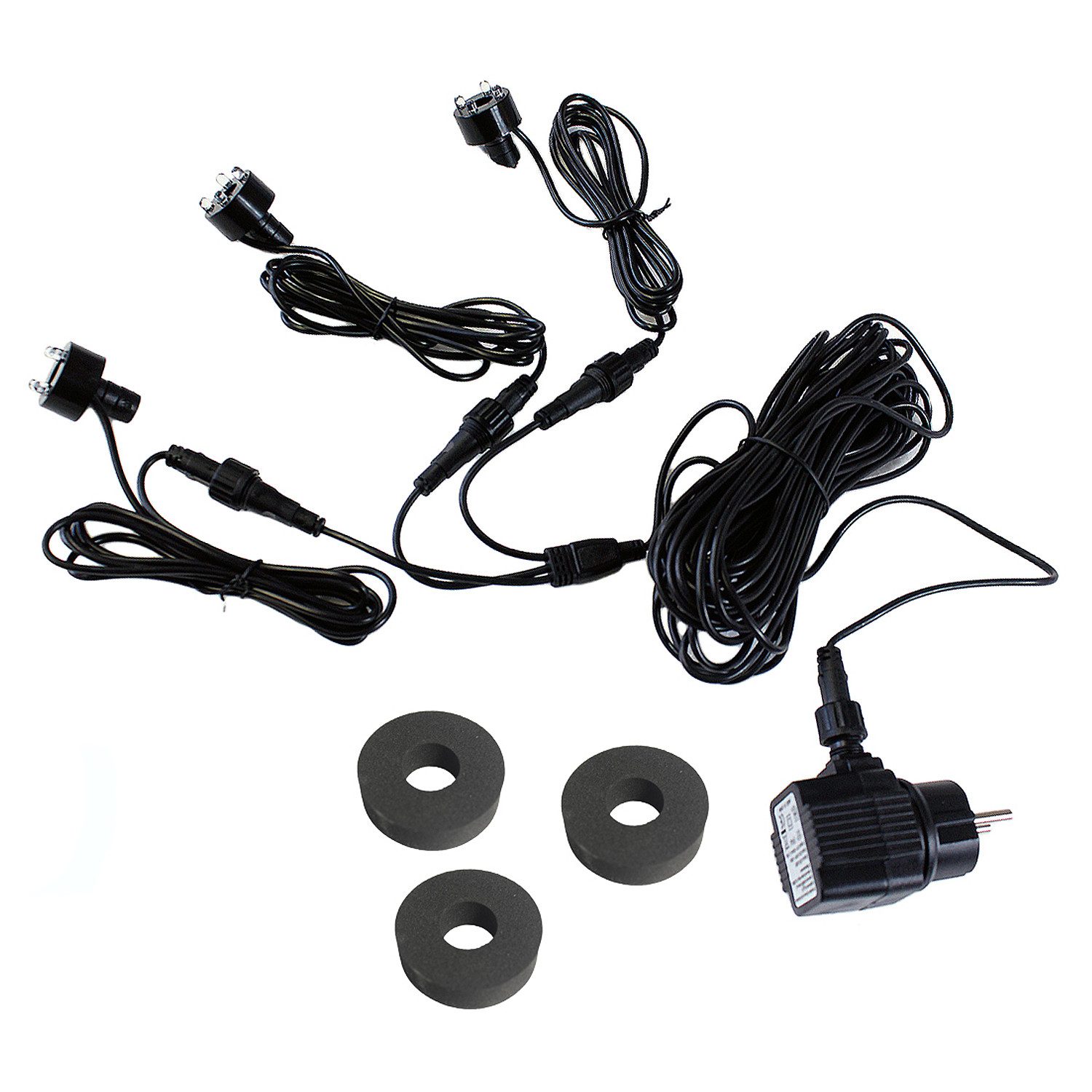 Arnusa Gartenbrunnen 3er Set mit 10m Kabel und Netzteil Quellsteinbeleuchtung Beleuchtung, Brunnenbeleuchtung LED Ring Ersatzbeleuchtung