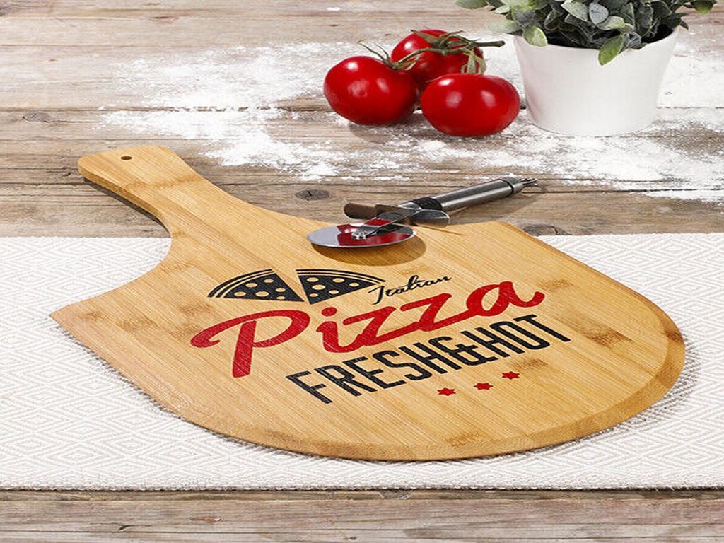emeco Pizzaschneidebrett Pizzabrett Schneidbrett 53x31x1cm Servierplatte Servierbrett Pizza Bre