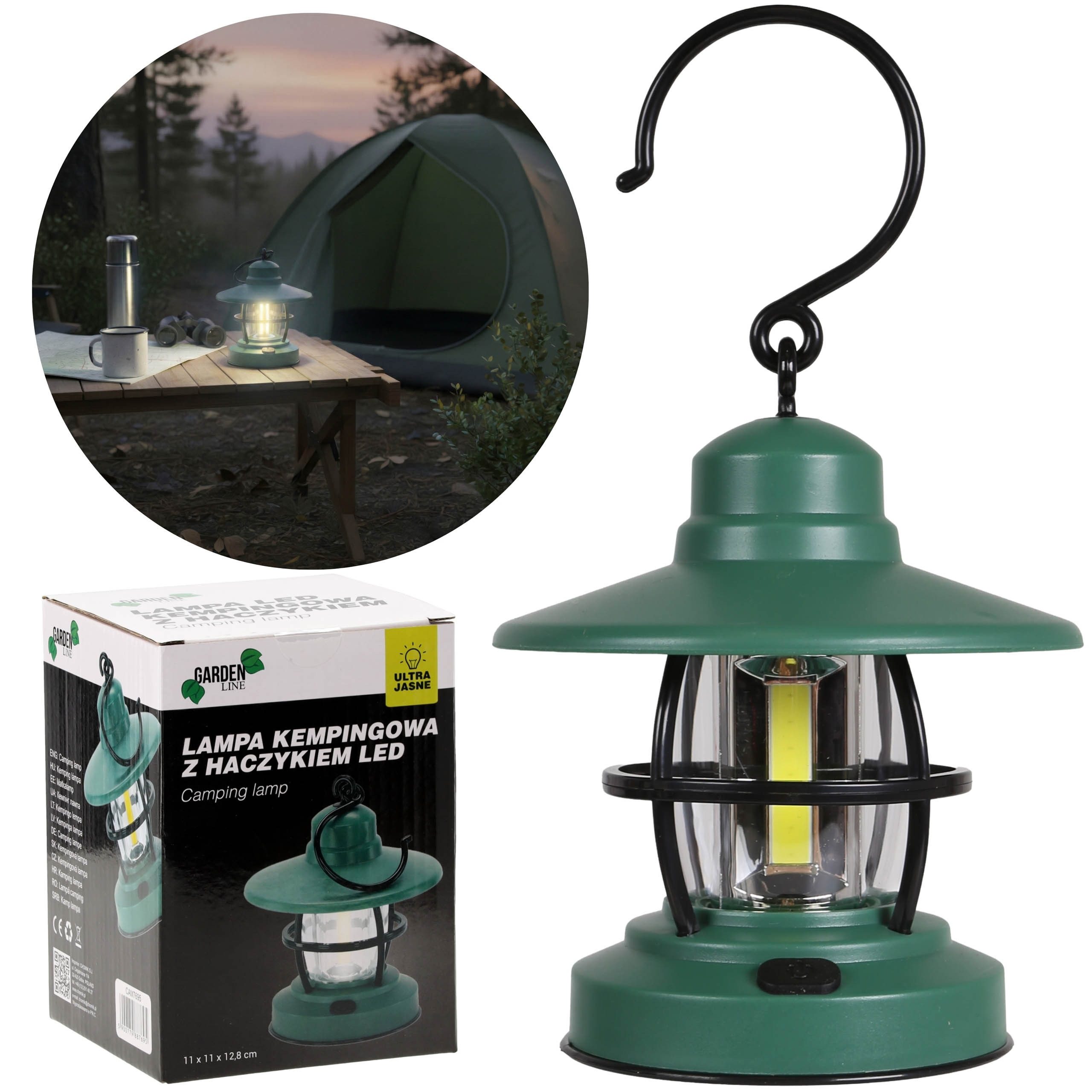 Sarcia.eu Laterne LED Campinglampe mit Haken, batteriebetrieben, für Zelt