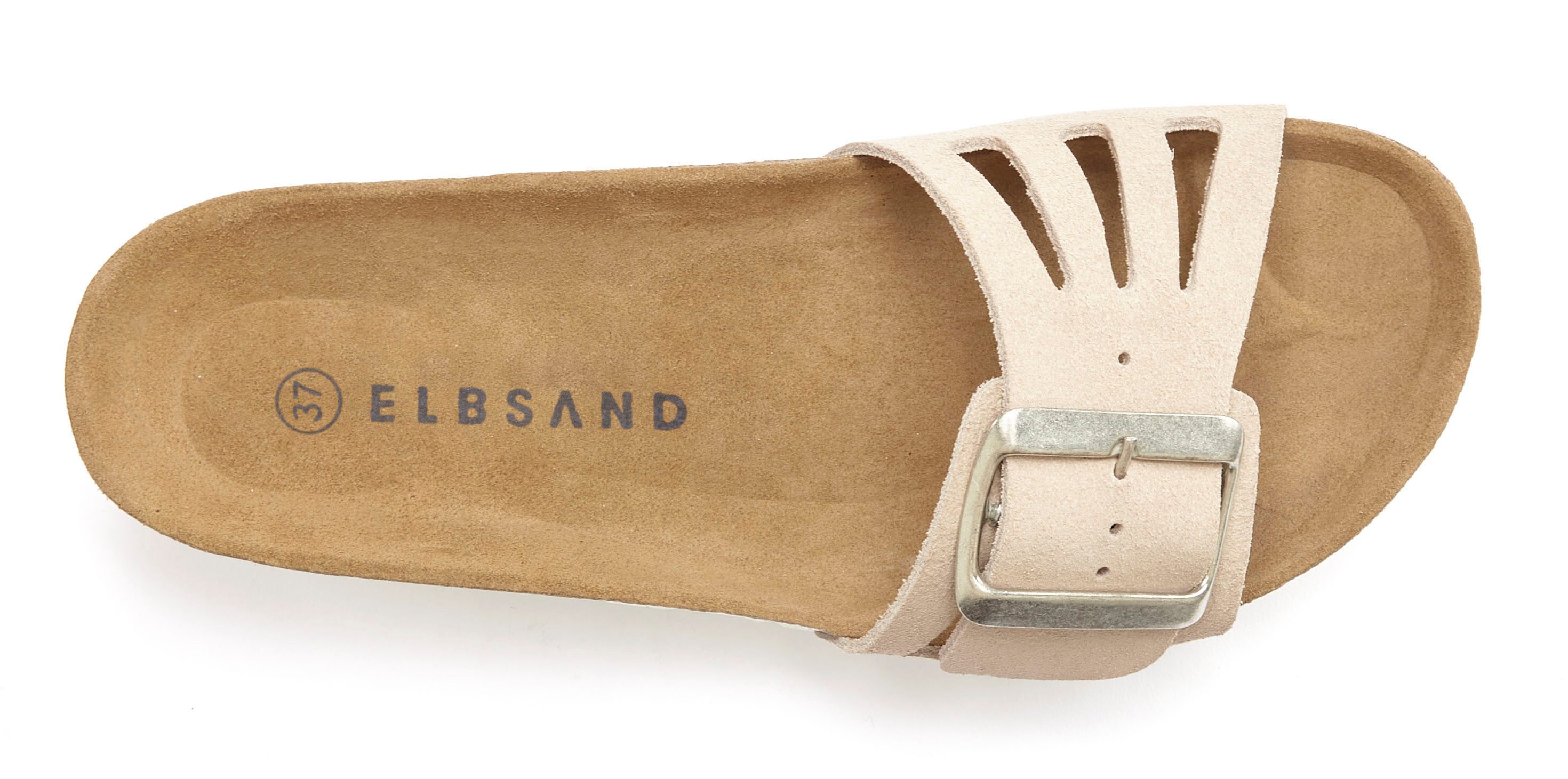 Elbsand Sandale, Mule, offener Schuh, Sommerschuhe, Lederpantolette Pantolette aus Leder mit weichem Korkfußbett