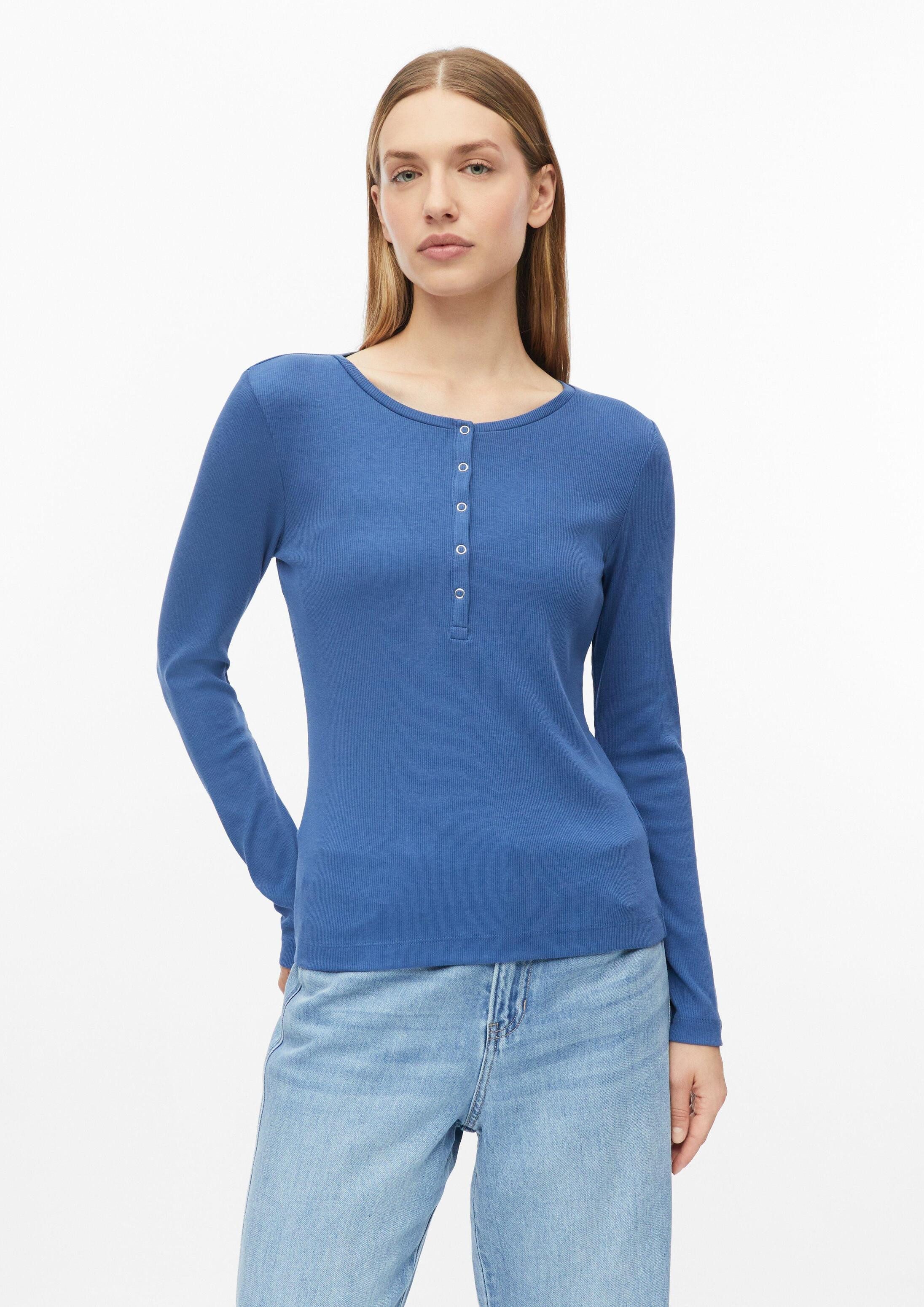 s.Oliver Langarmshirt T-Shirt Ripp-Langarmshirt mit Knopfleiste im Slim Fit