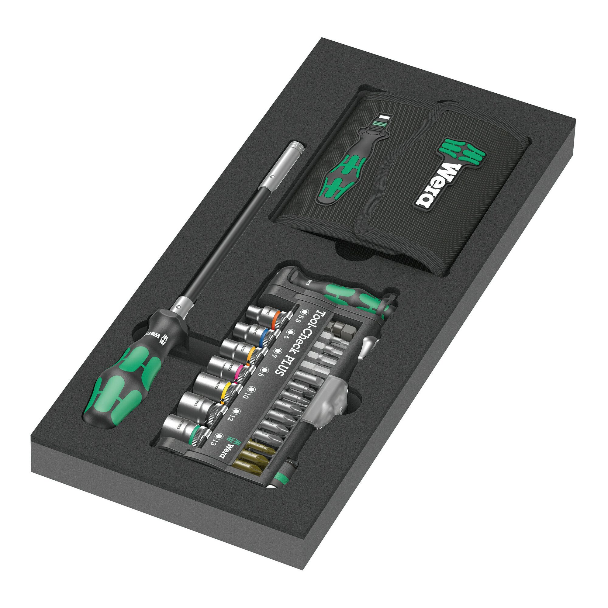 Wera Bit-Set Wera 9750 Schaumstoffeinlage Kraftform Kompakt und Tool-Check PLUS Set