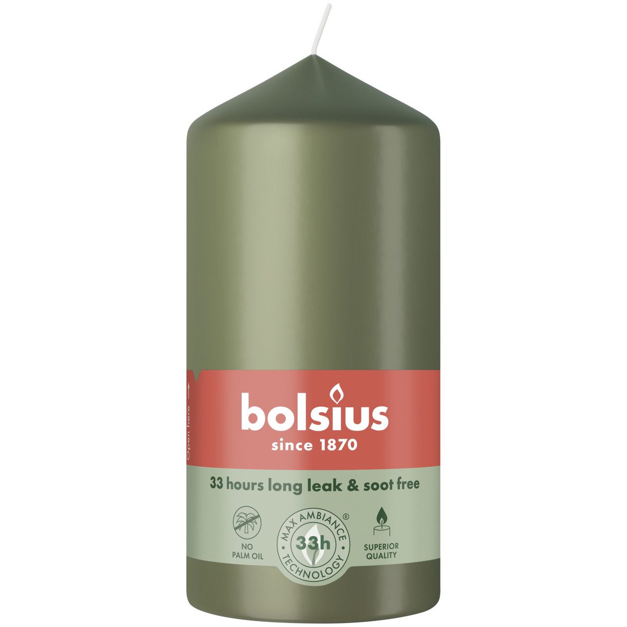 Bolsius Stumpenkerze Bolsius Stumpenkerze olive 12 cm Ø 5,8 cm günstig online kaufen