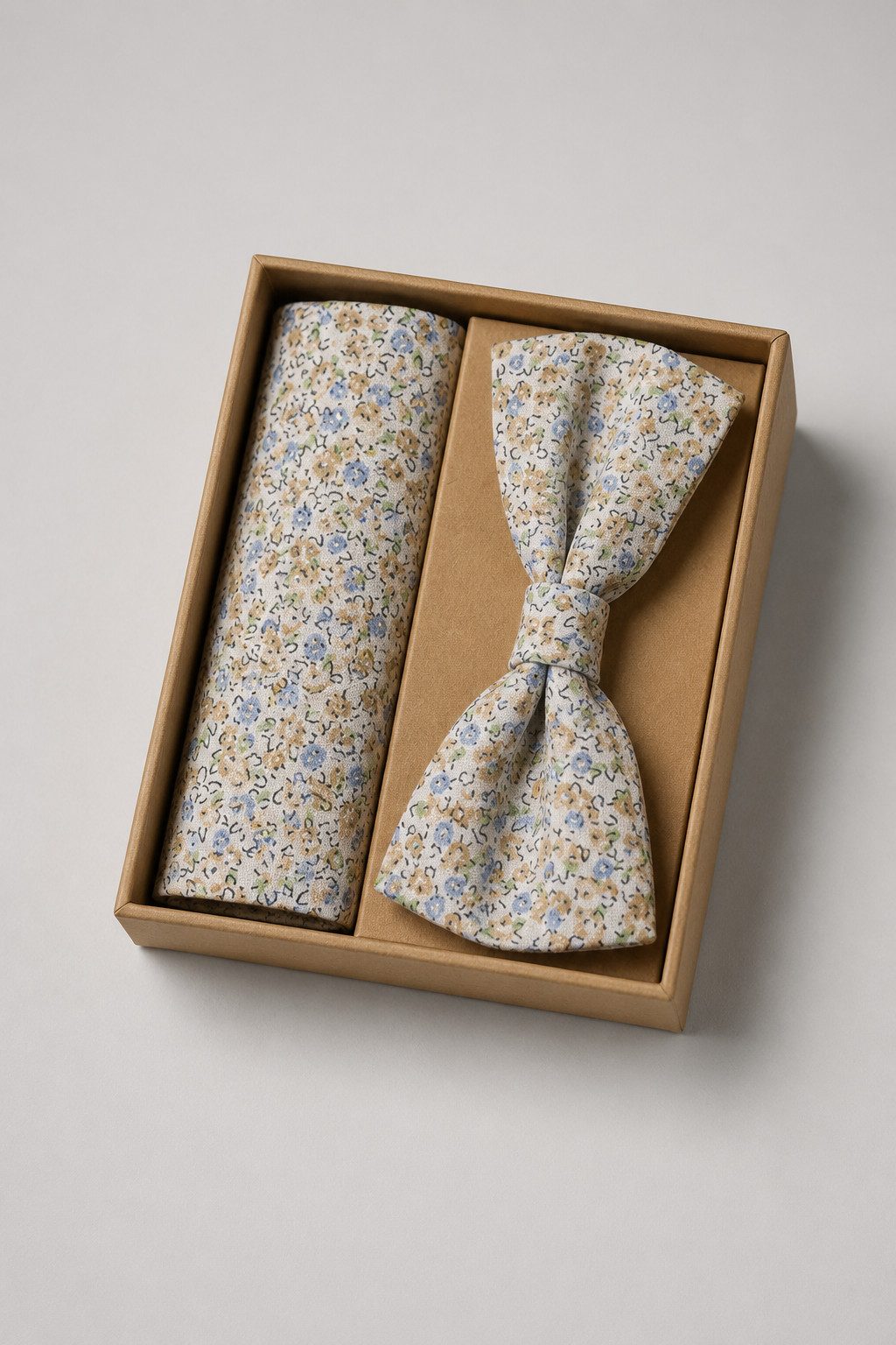 Prince Bowtie Fliege - Set Fliege Einstecktuch - florale Fliege Baumwolle