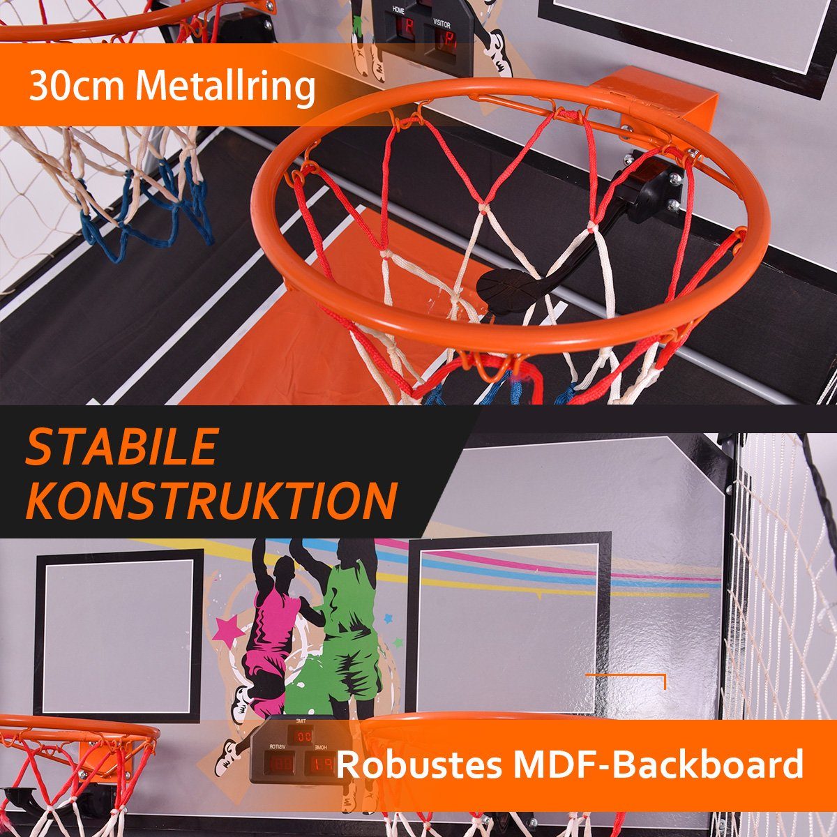COSTWAY Basketballkorb Arcade-Basketballspiel, inkl. 4 Bällen, klappbar