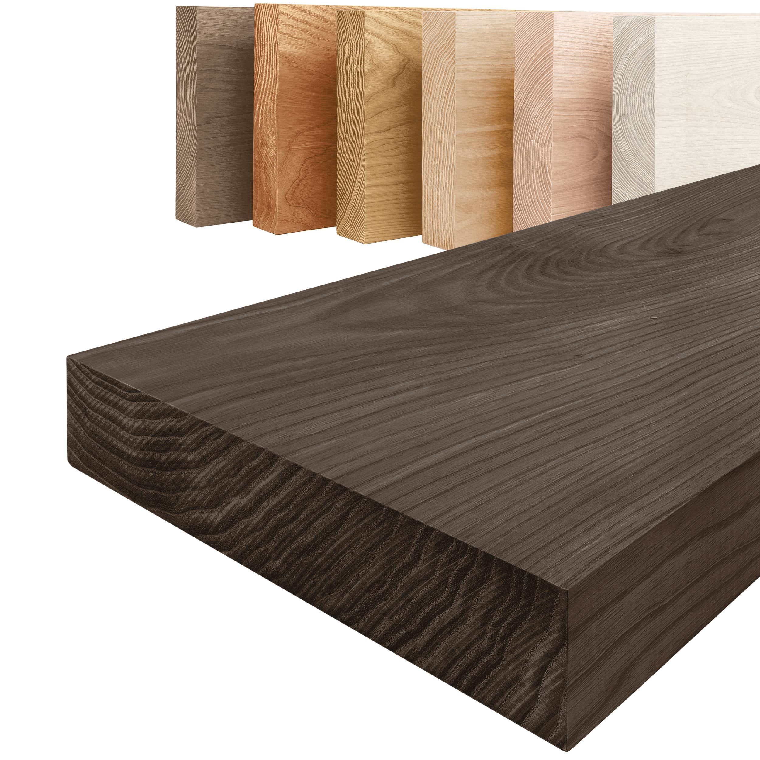 LAMO Manufaktur Wandregal Pure: ohne Montage Set 40 cm, Komplett-Set, 40mm stake Massivholzplatte