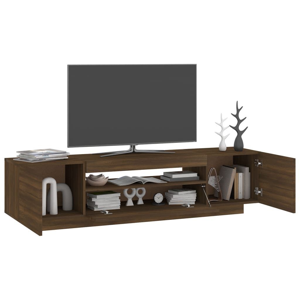 vidaXL TV-Schrank TV-Schrank mit LED-Leuchten Braun cm (1-St) Eiche 160x35x40 Eichen-Optik Braune